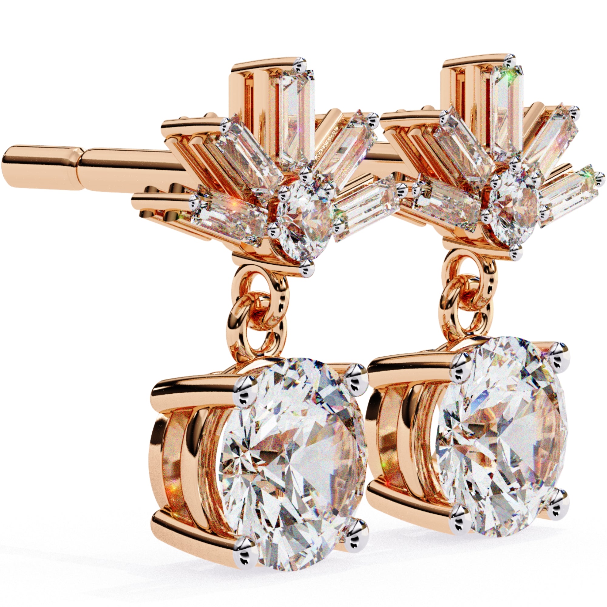 Cercei Aqua D&#39;Azure cu Diamante Create în Laborator de 0.86 ct din 18K Aur Roz - Castelo.ro