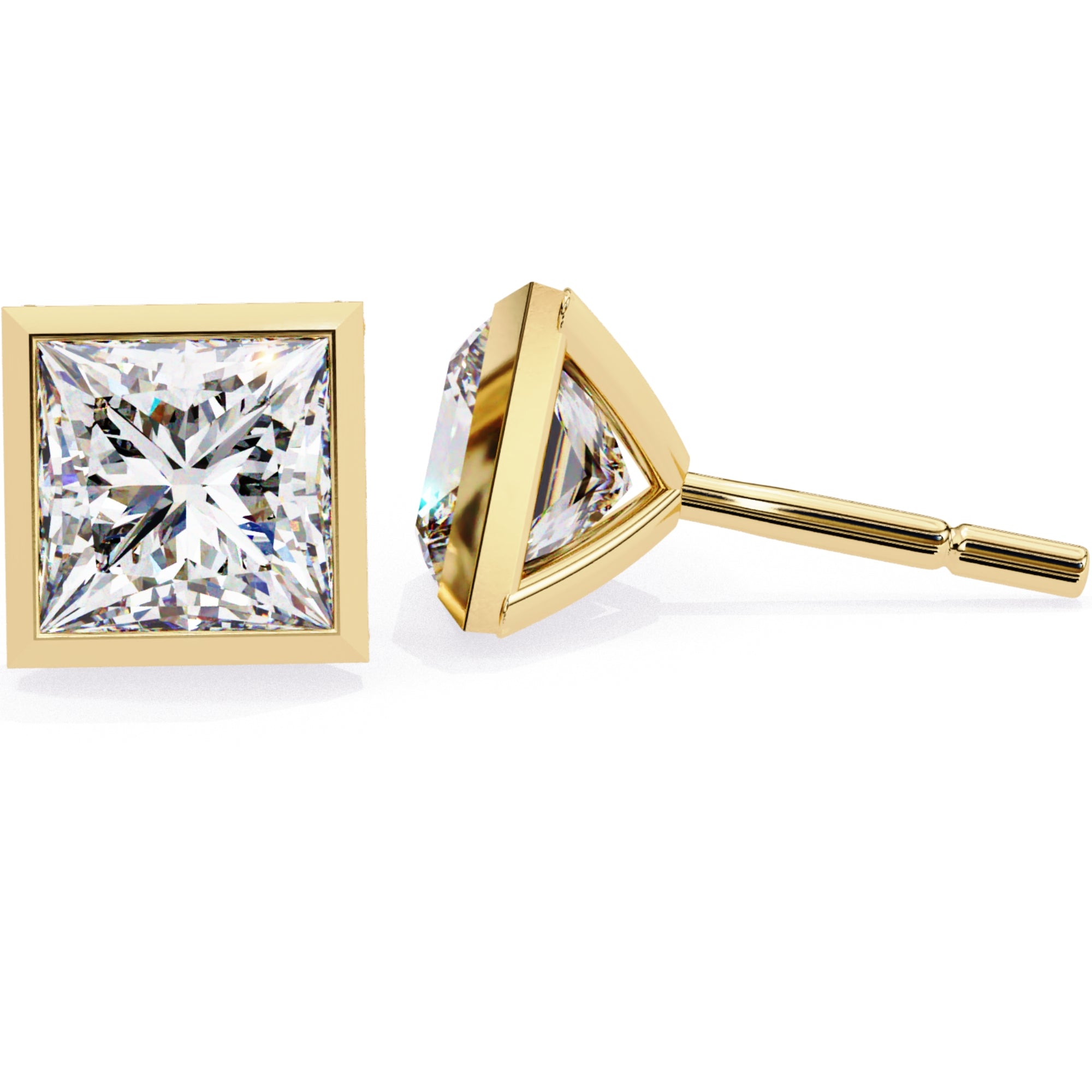 Cercei Stud Ravenna Princess din Aur 14k cu Moissanite de 1.77 ct