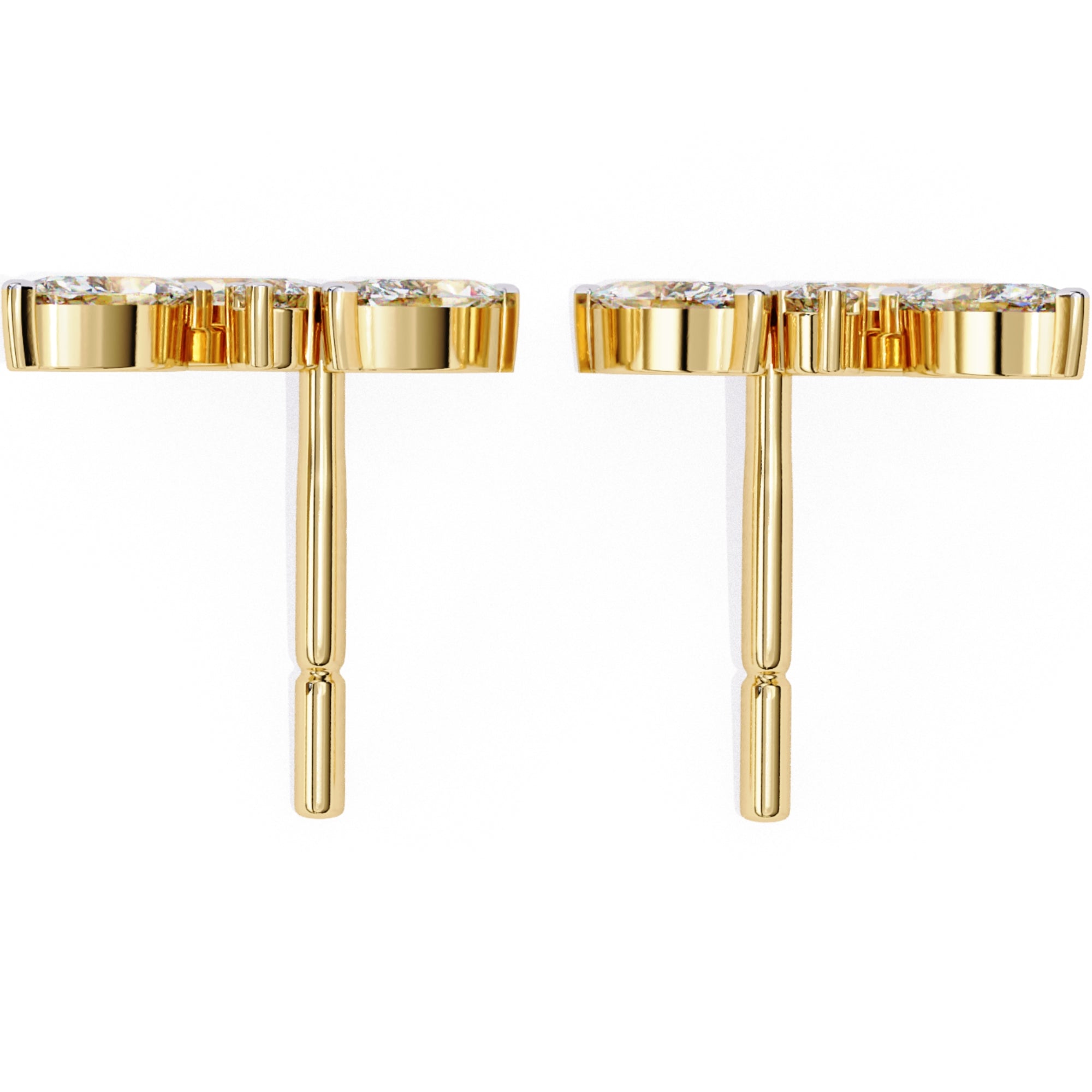 Cercei Stud Floral Branch din Aur 14k cu Diamante Create în Laborator de 0.35 ct din 14K Aur Galben - Castelo.ro