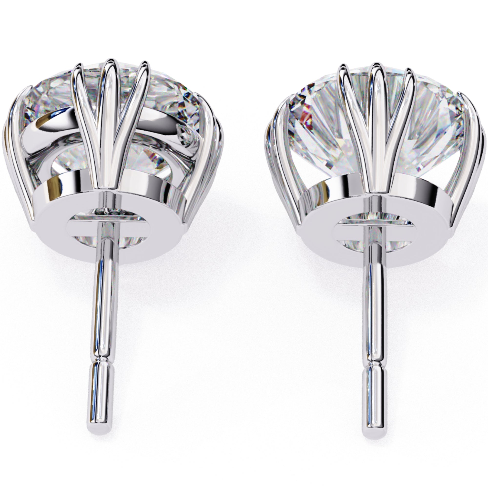 Cercei Stud Imperial din Aur 14k cu Moissanite Tăietură Briliant de 2.8 ct din 14K Aur Alb - Castelo.ro
