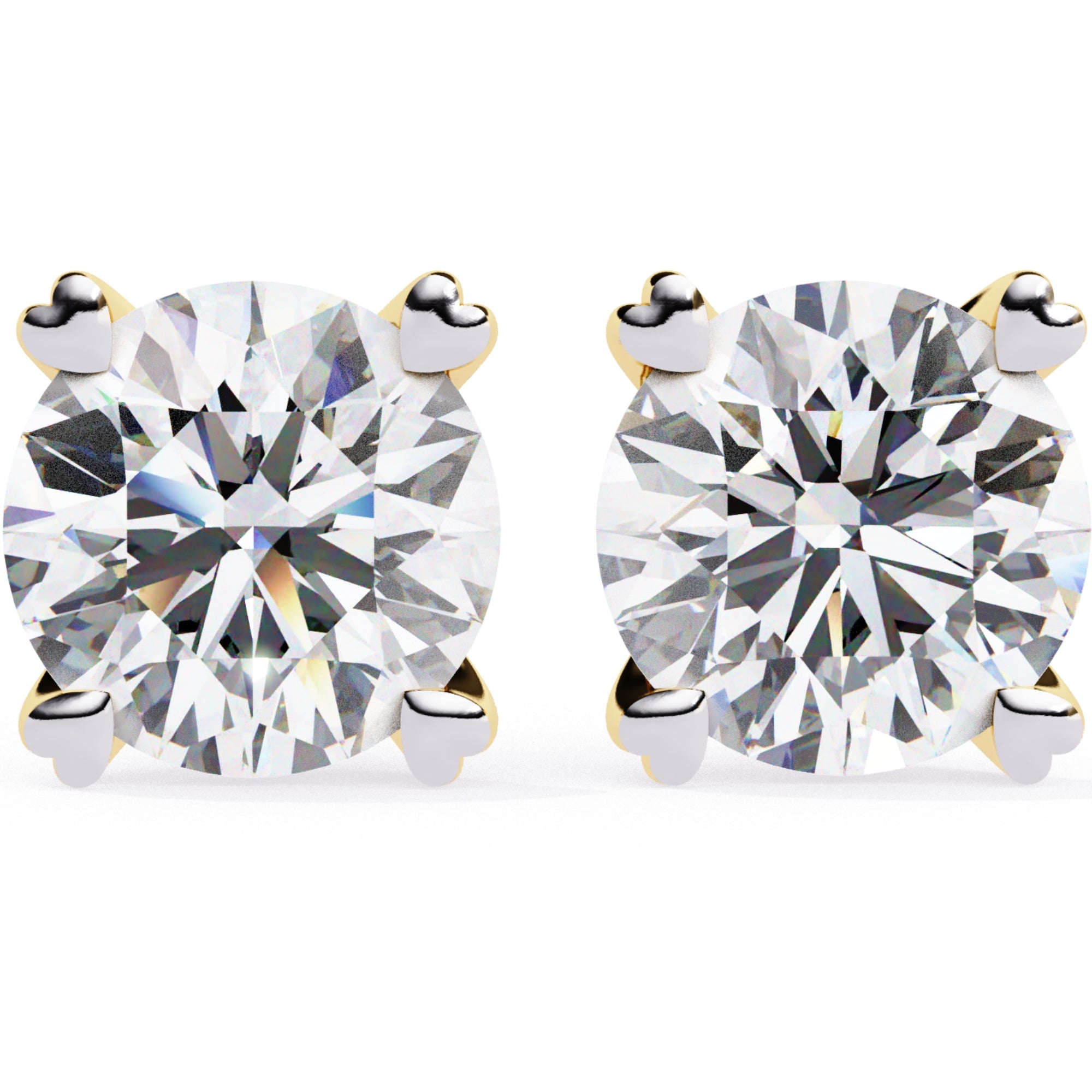 Cercei Stud Solitaire Heart din Aur 14k cu Moissanite de 2.57 ct