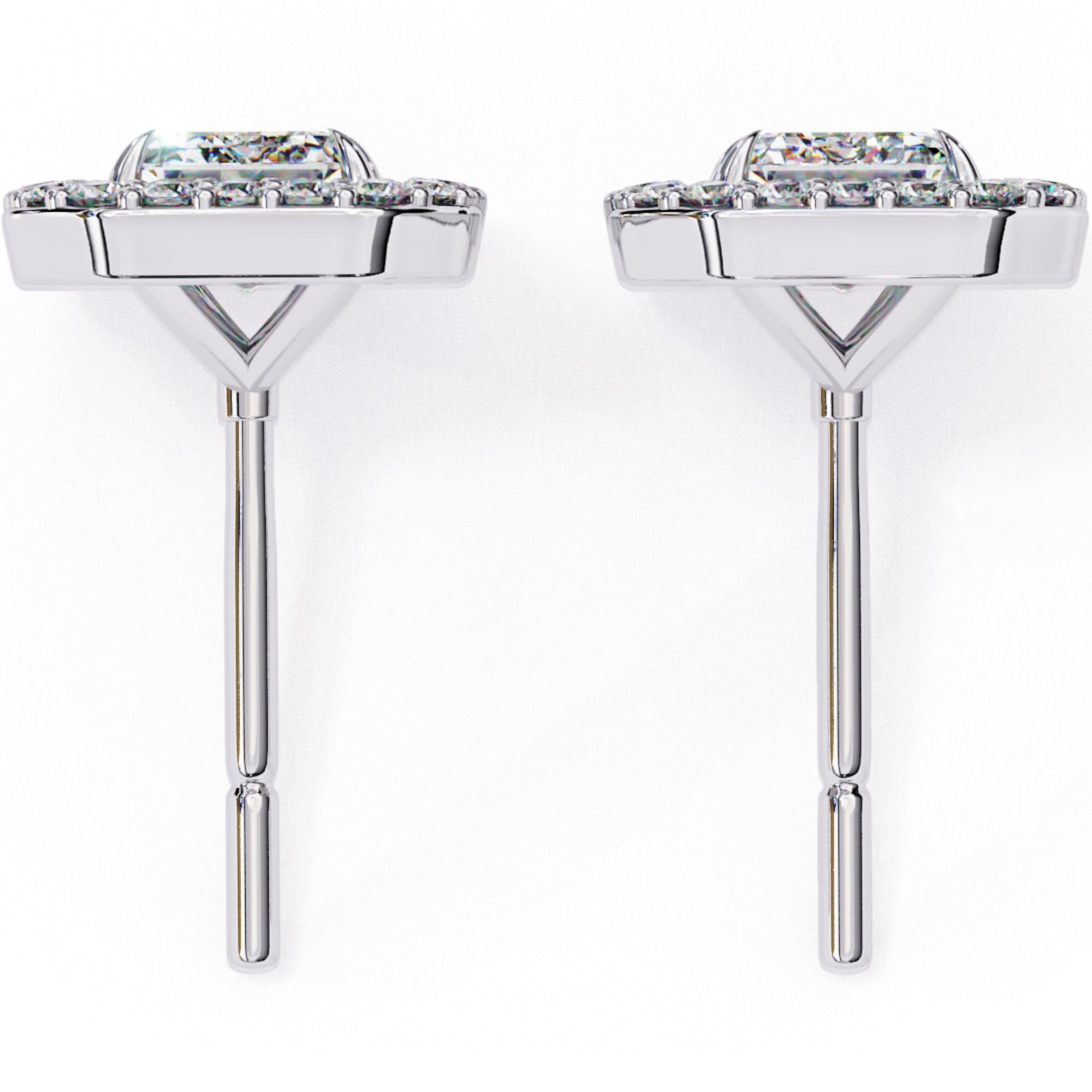 Cercei Stud Louvre Radiant din Aur 14k cu Moissanite de 0.86 ct din 14K Aur Alb - Castelo.ro