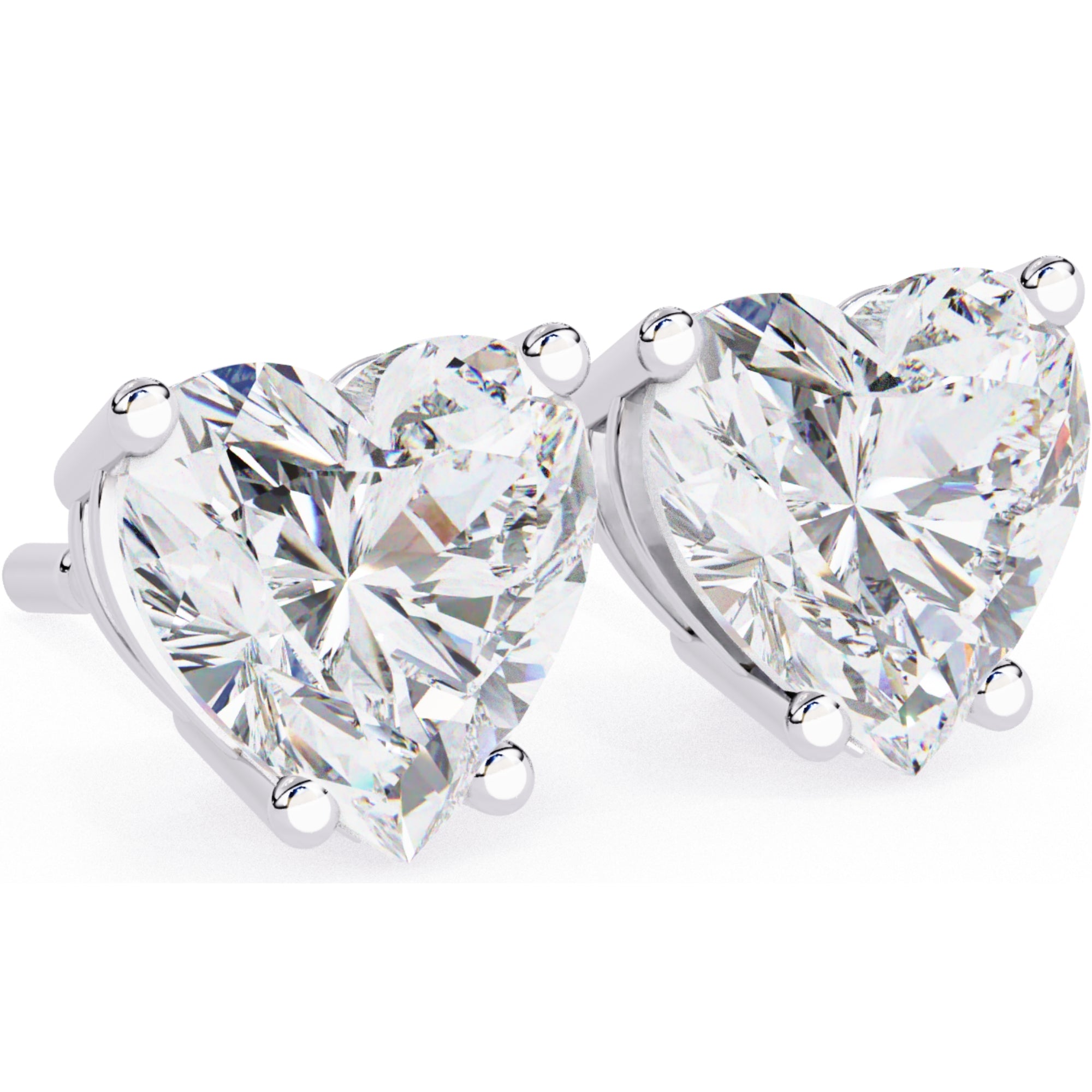 Cercei Stud Inima din Aur 14k cu Moissanite Tăietură Heart de 2.4 ct din 14K Aur Alb - Castelo.ro