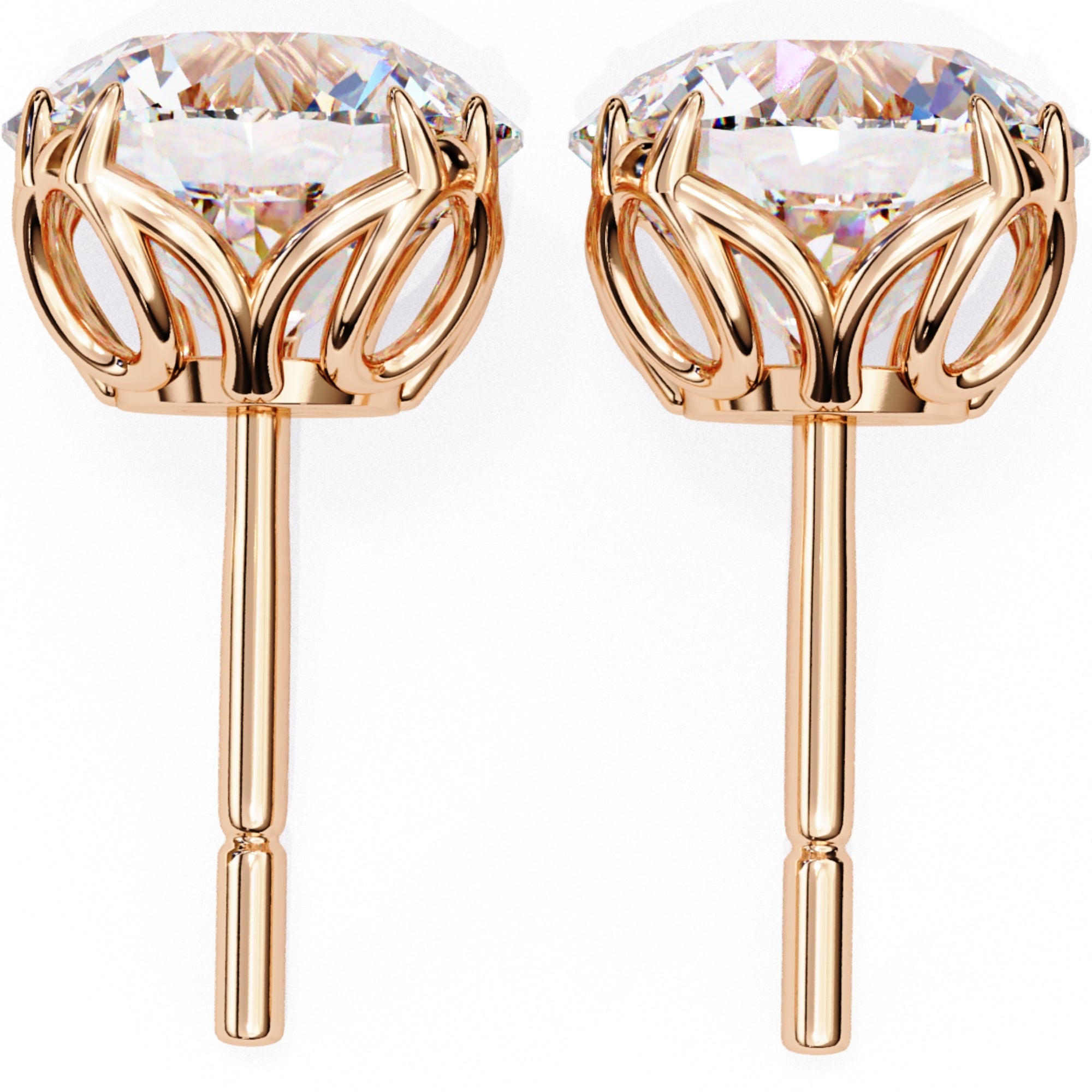 Cercei Stud Excalibur cu Moissanite Tăietură Briliant de 2.5 ct din 18K Aur Roz - Castelo.ro
