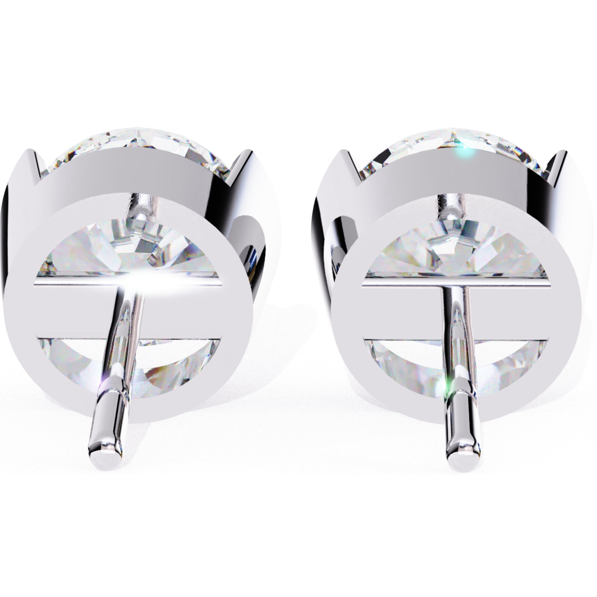 Cercei Stud Bezel Rio din Aur 14k cu Moissanite Tăietură Briliant de 2.5 ct din 14K Aur Alb - Castelo.ro