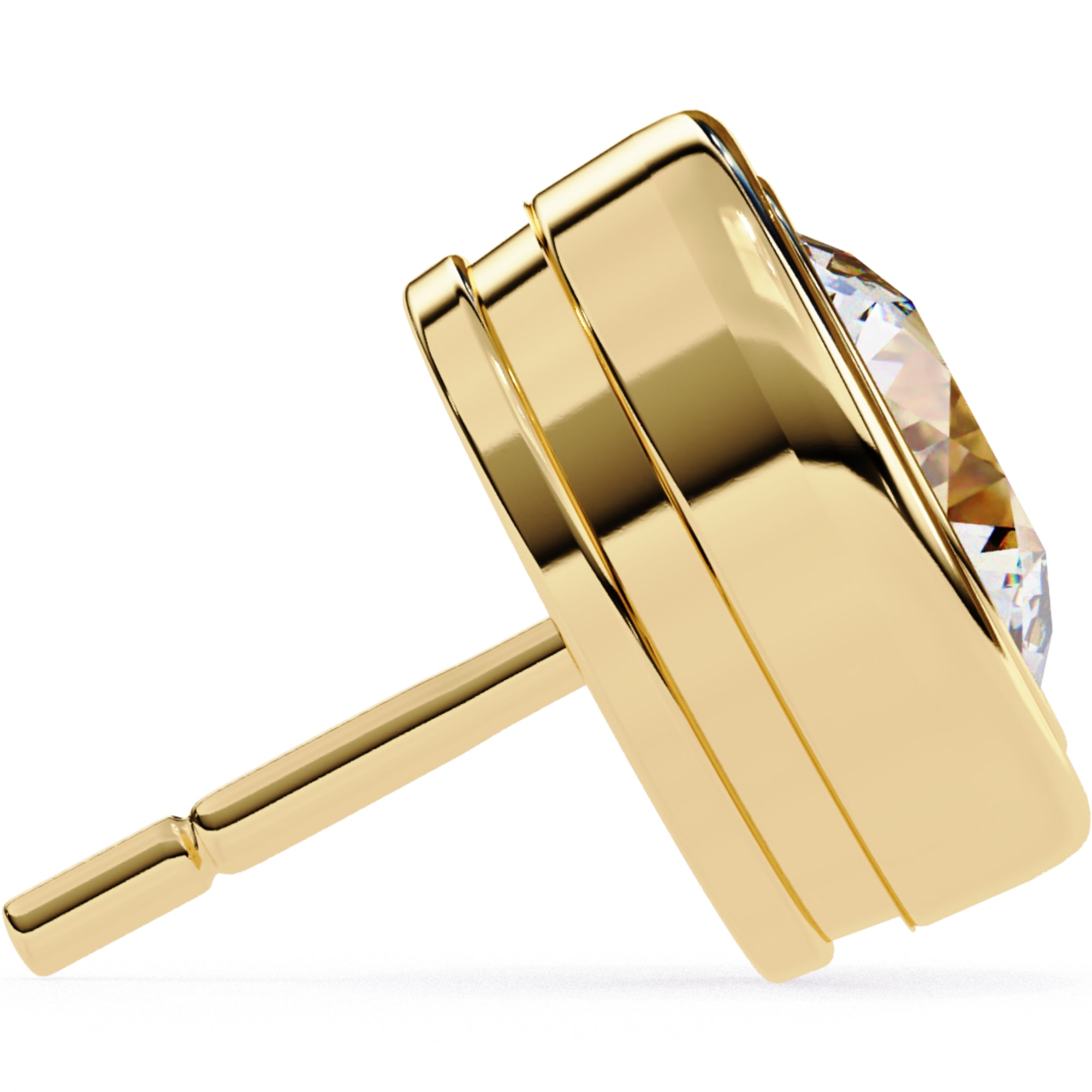 Cercei Stud Bezel din Aur 14k cu Moissanite Tăietură Briliant de 2.5 ct din 14K Aur Galben - Castelo.ro