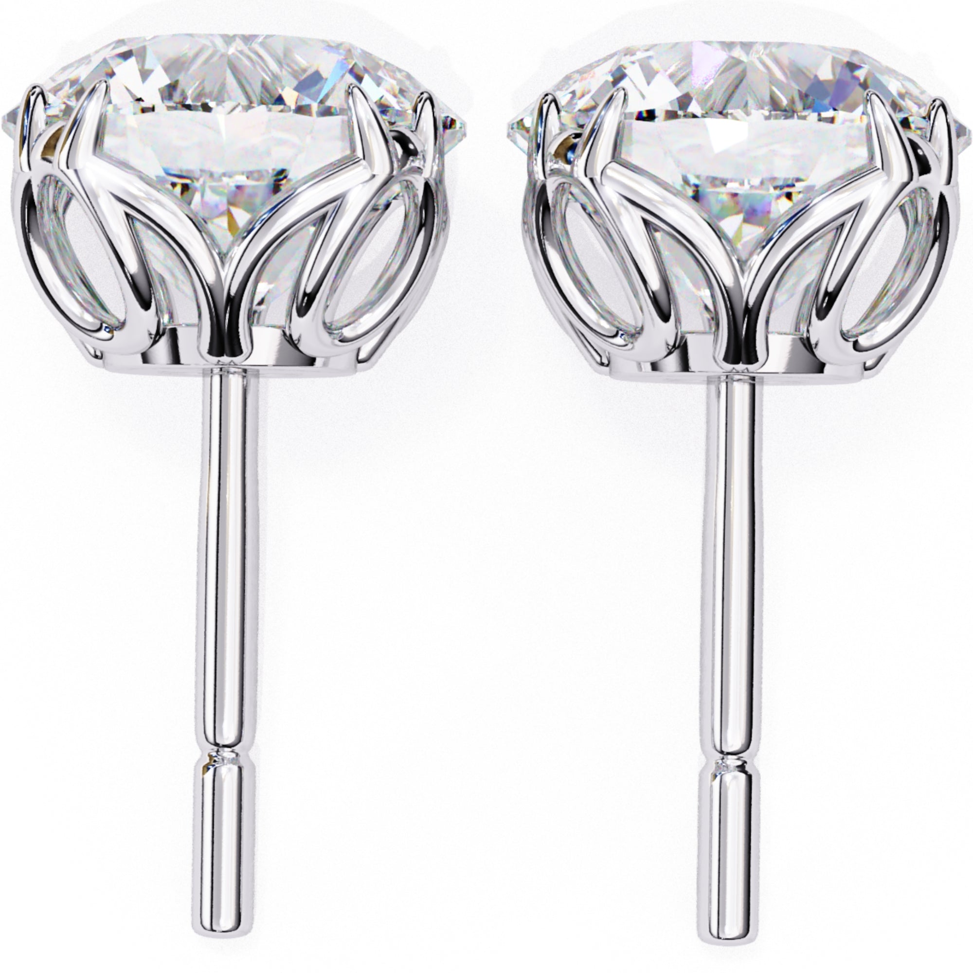 Cercei Stud Excalibur din Aur 14k cu Diamante Naturale Tăietură Briliant de 2.5 ct din 14K Aur Alb - Castelo.ro