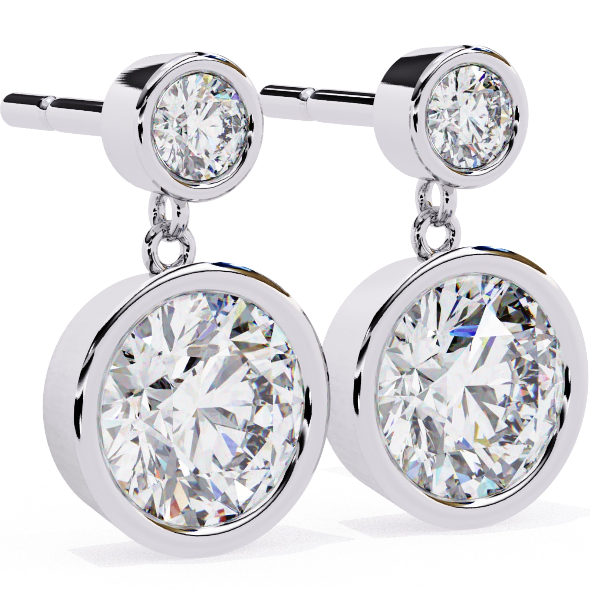 Cercei Solitaire Bezel Drop cu Diamante Create în Laborator de 1.83 ct din - Castelo.ro