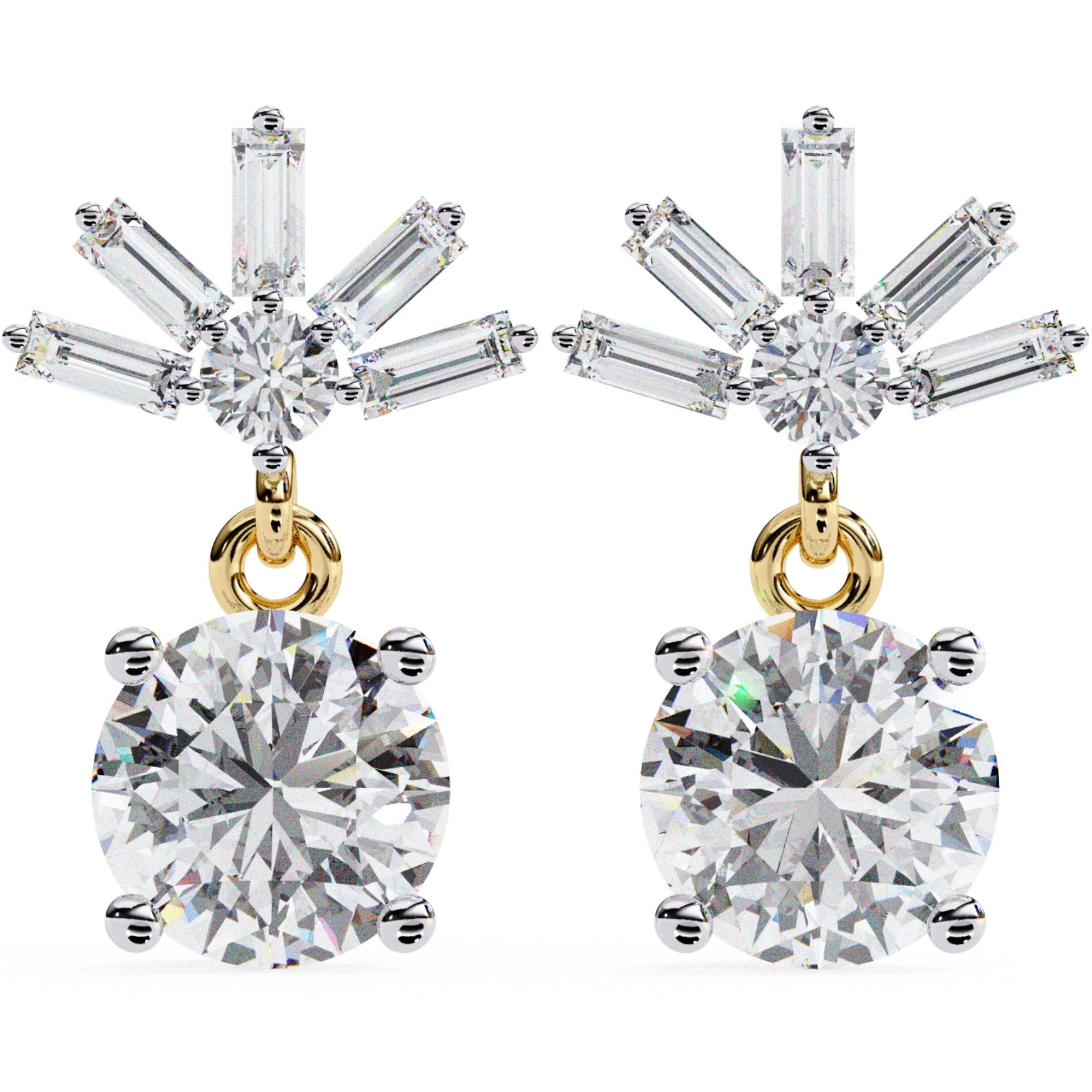 Cercei Aqua D&#39;Azure cu Diamante Create în Laborator de 0.86 ct din 18K Aur Galben - Castelo.ro