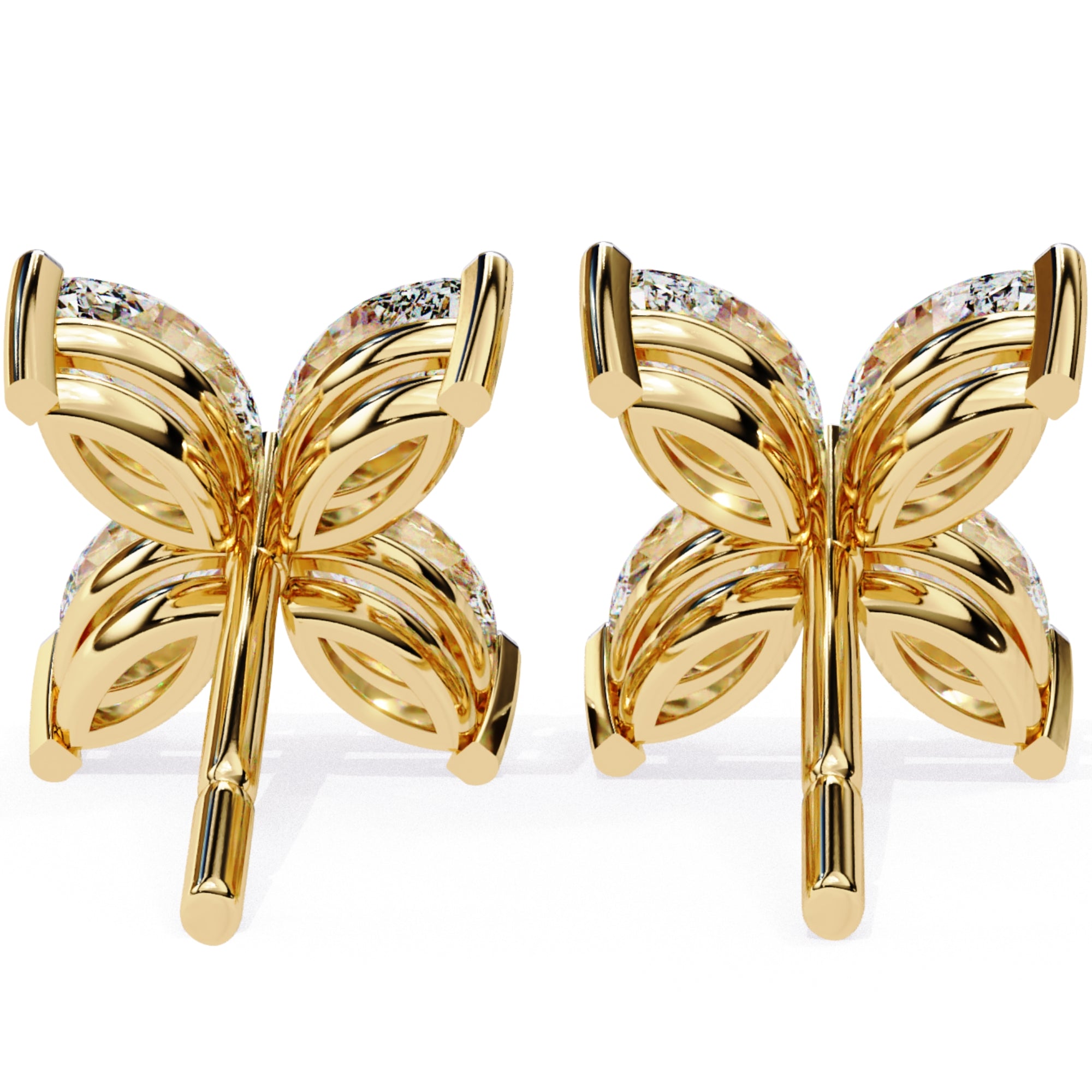 Cercei Stud Butterfly din Aur 14k cu Moissanite de 0.88 ct