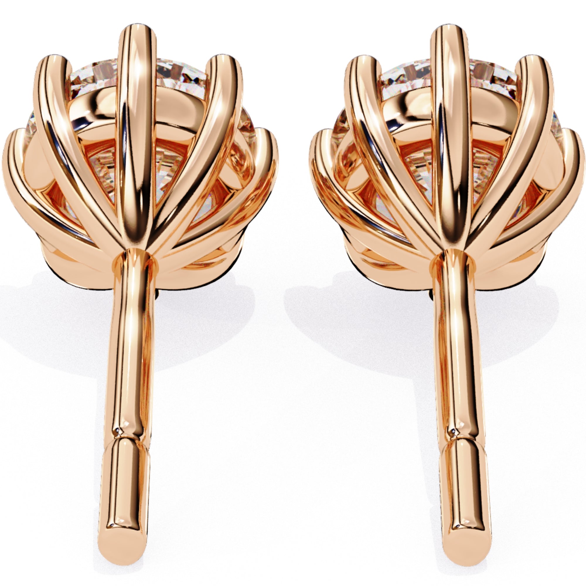 Cercei Solitaire Stud cu Diamante Create în Laborator de 2.57 ct din 18K Aur Roz - Castelo.ro