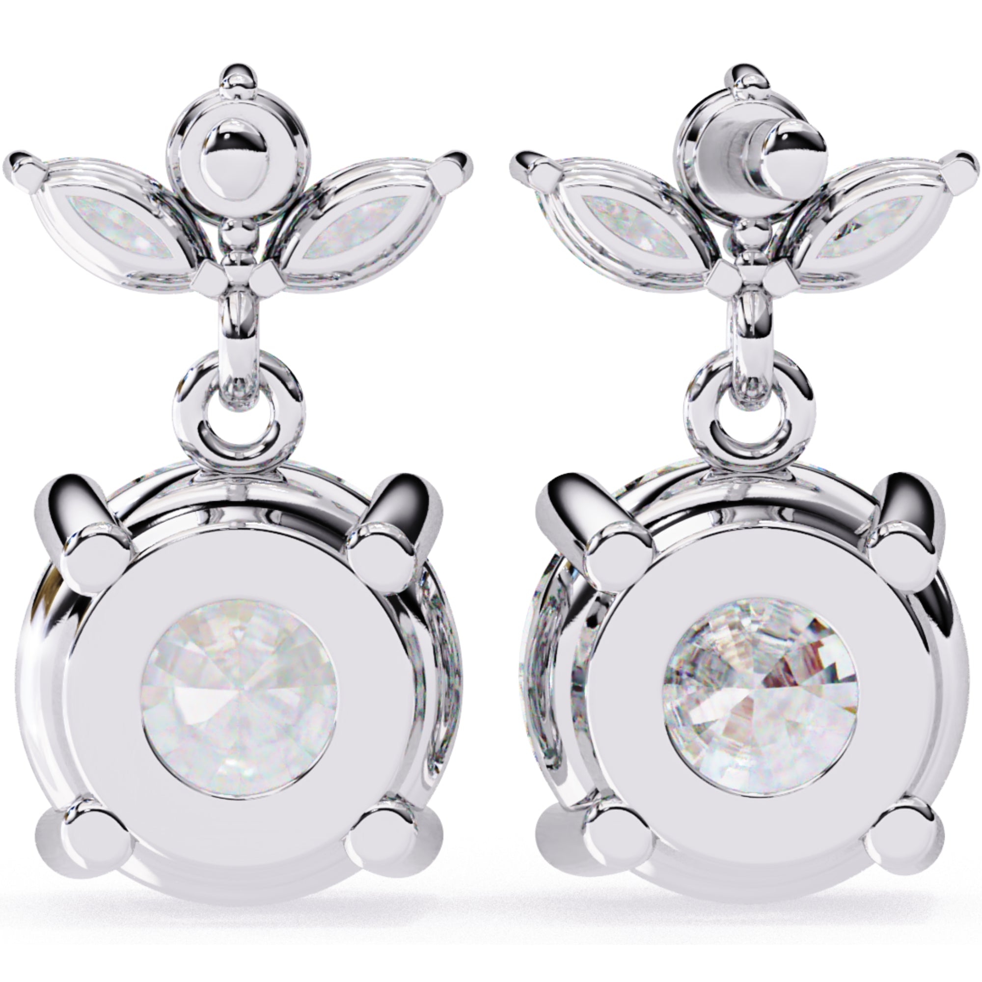 Cercei Stud Royal Solitaire Drop din Aur 14k cu Moissanite de 2.02 ct