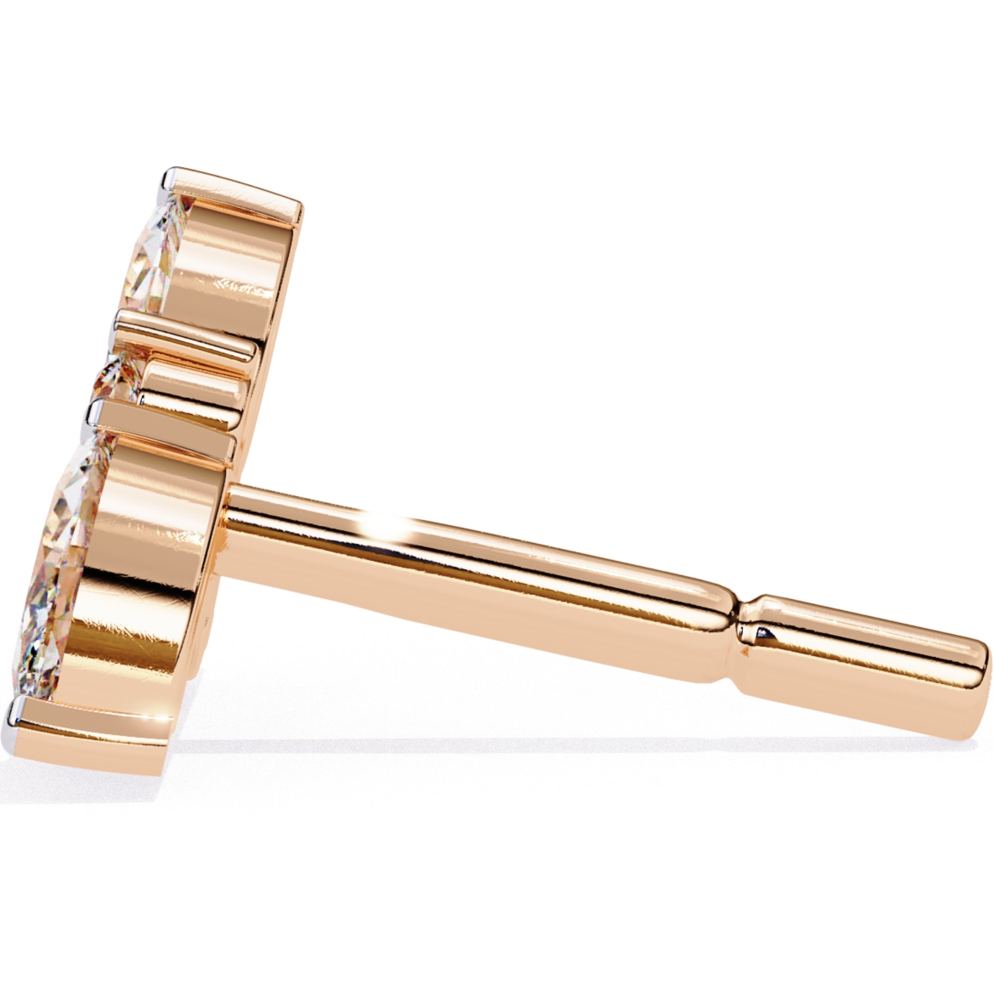 Cercei Stud Floral Branch din Aur 14k cu Diamante Create în Laborator de 0.35 ct din 14K Aur Roz - Castelo.ro