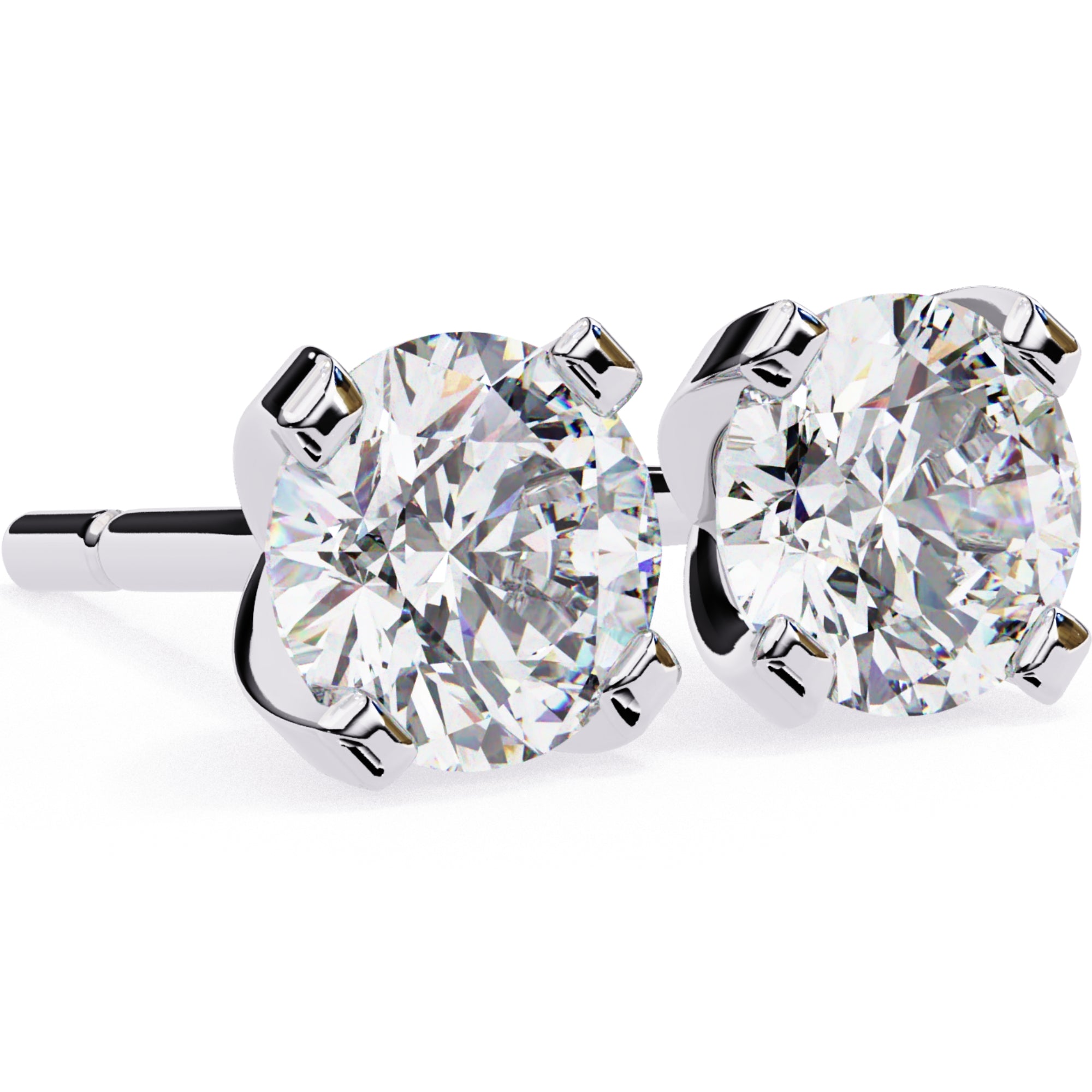 Cercei Stud L'Arte din Aur 14k cu Diamante Naturale Tăietură Briliant de 2.5 ct din 14K Aur Alb - Castelo.ro