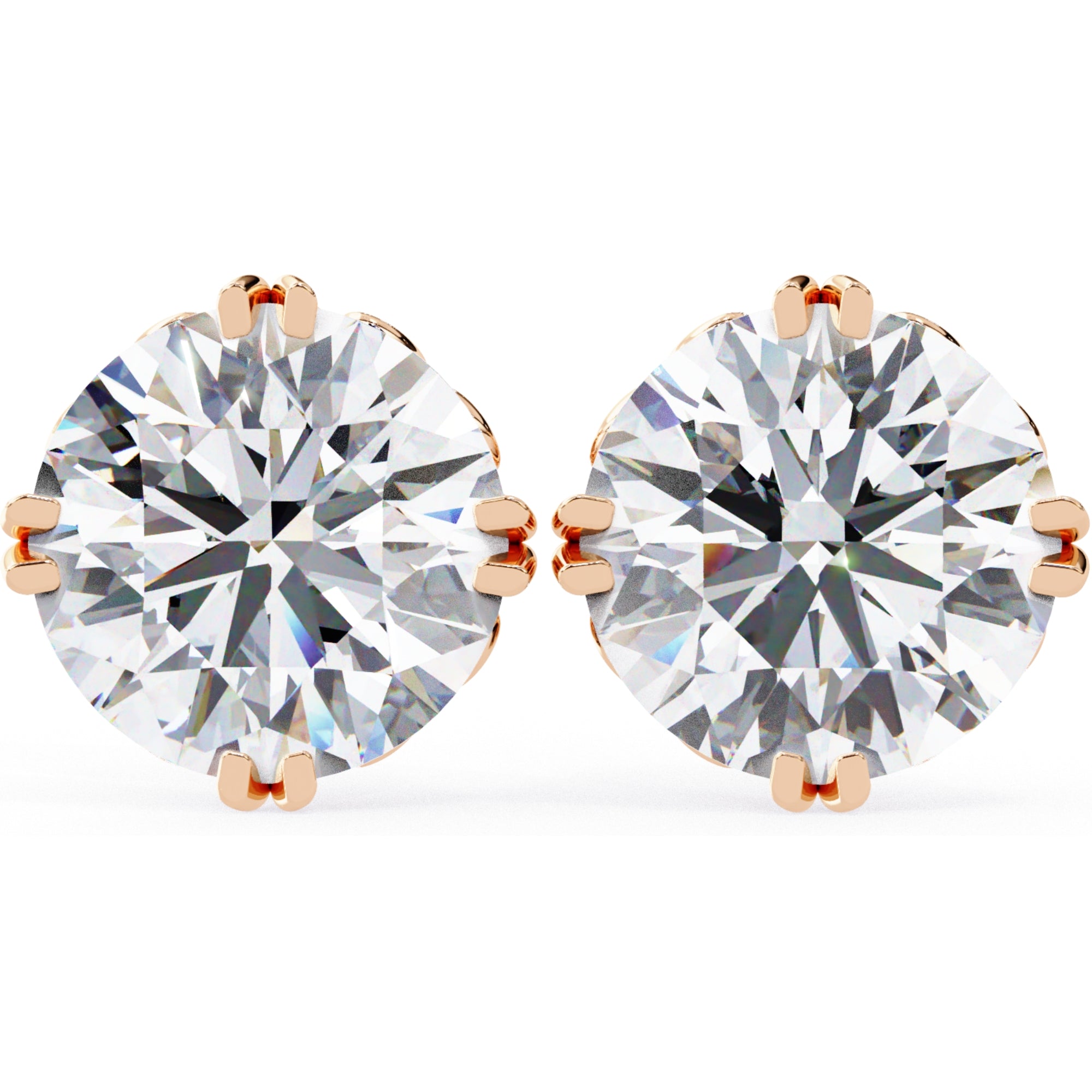 Cercei Stud La Reina cu Moissanite Tăietură Briliant de 2.5 ct din 18K Aur Roz - Castelo.ro