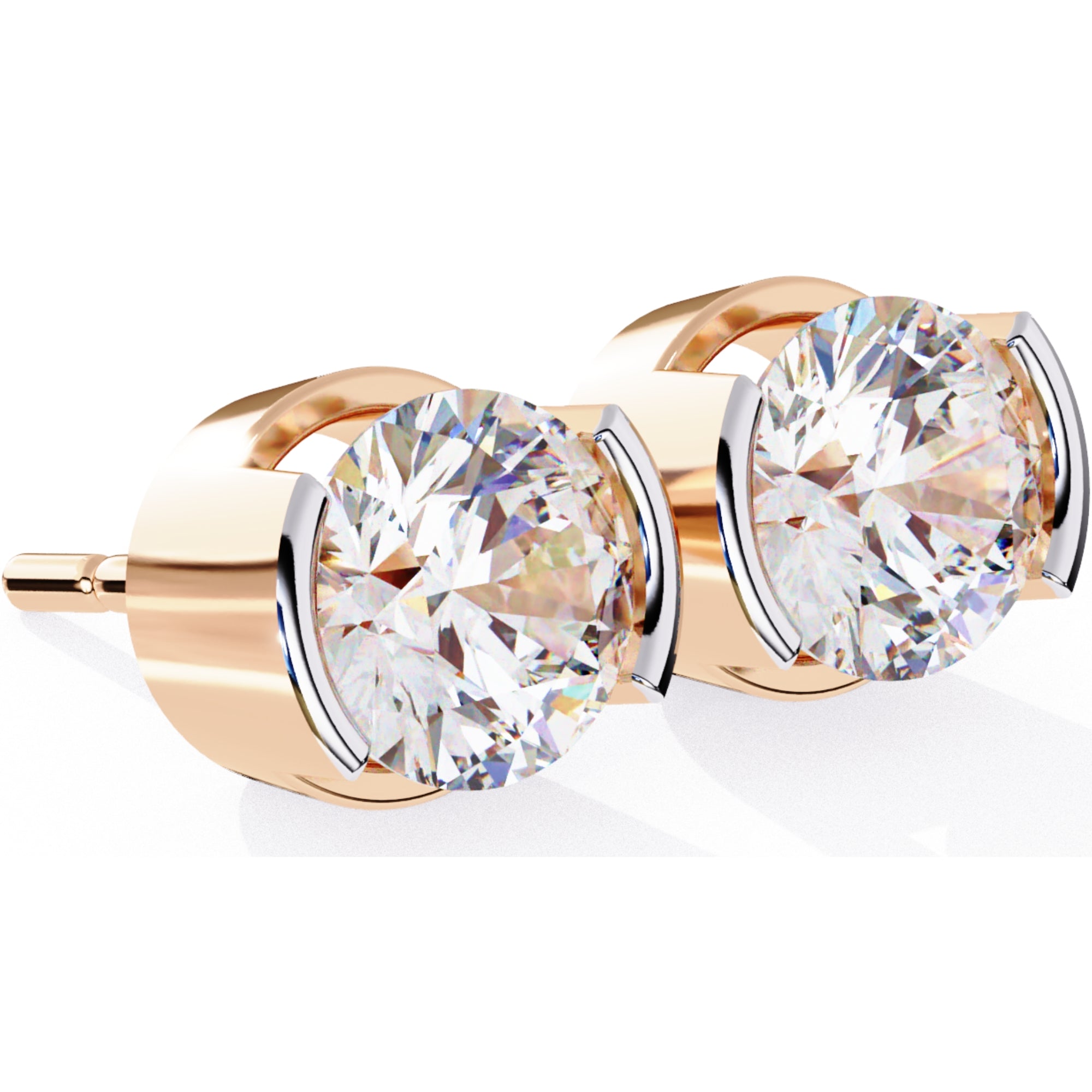 Cercei Stud Bezel Rio din Aur 14k cu Moissanite Tăietură Briliant de 2.5 ct din 14K Aur Galben - Castelo.ro