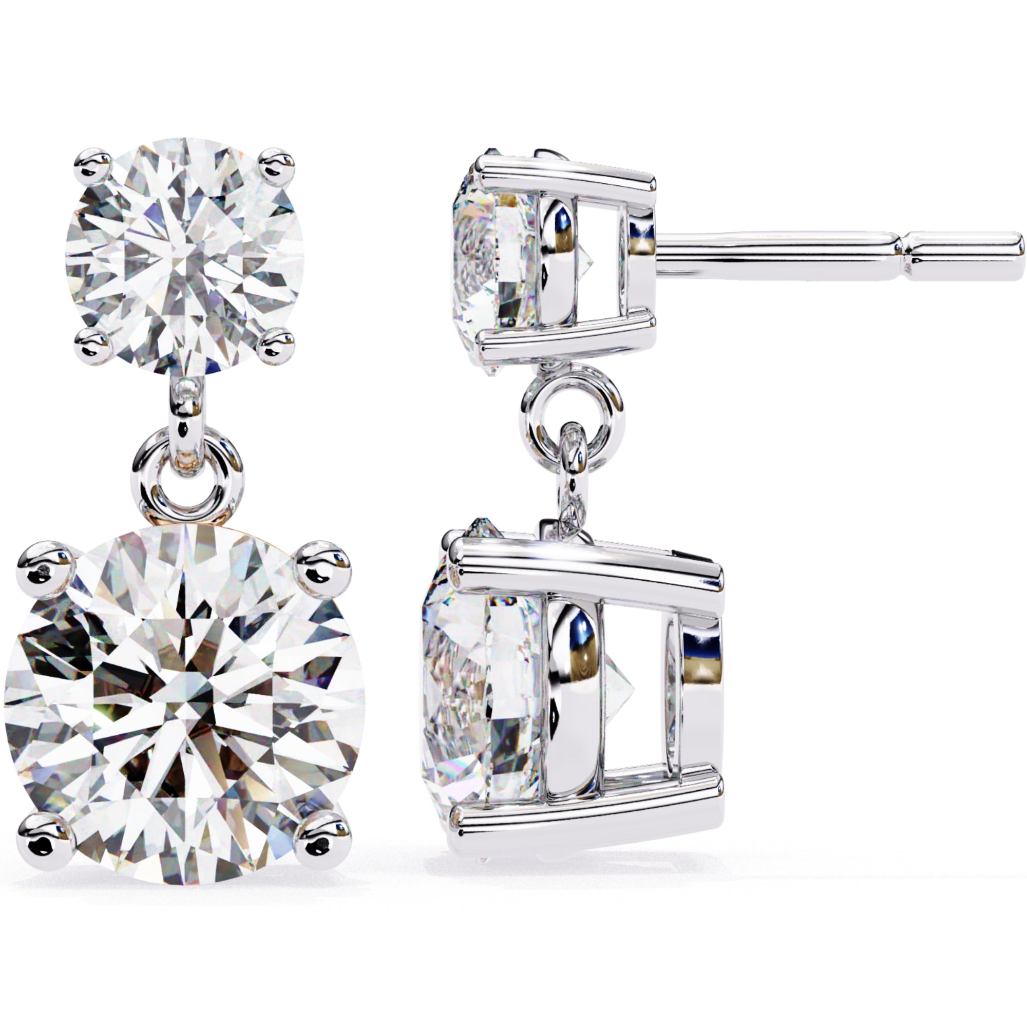 Cercei Drop Stud din Aur 14k Cu Moissanite Tăietură Briliant de 3.7 ct din 14K Aur Alb - Castelo.ro