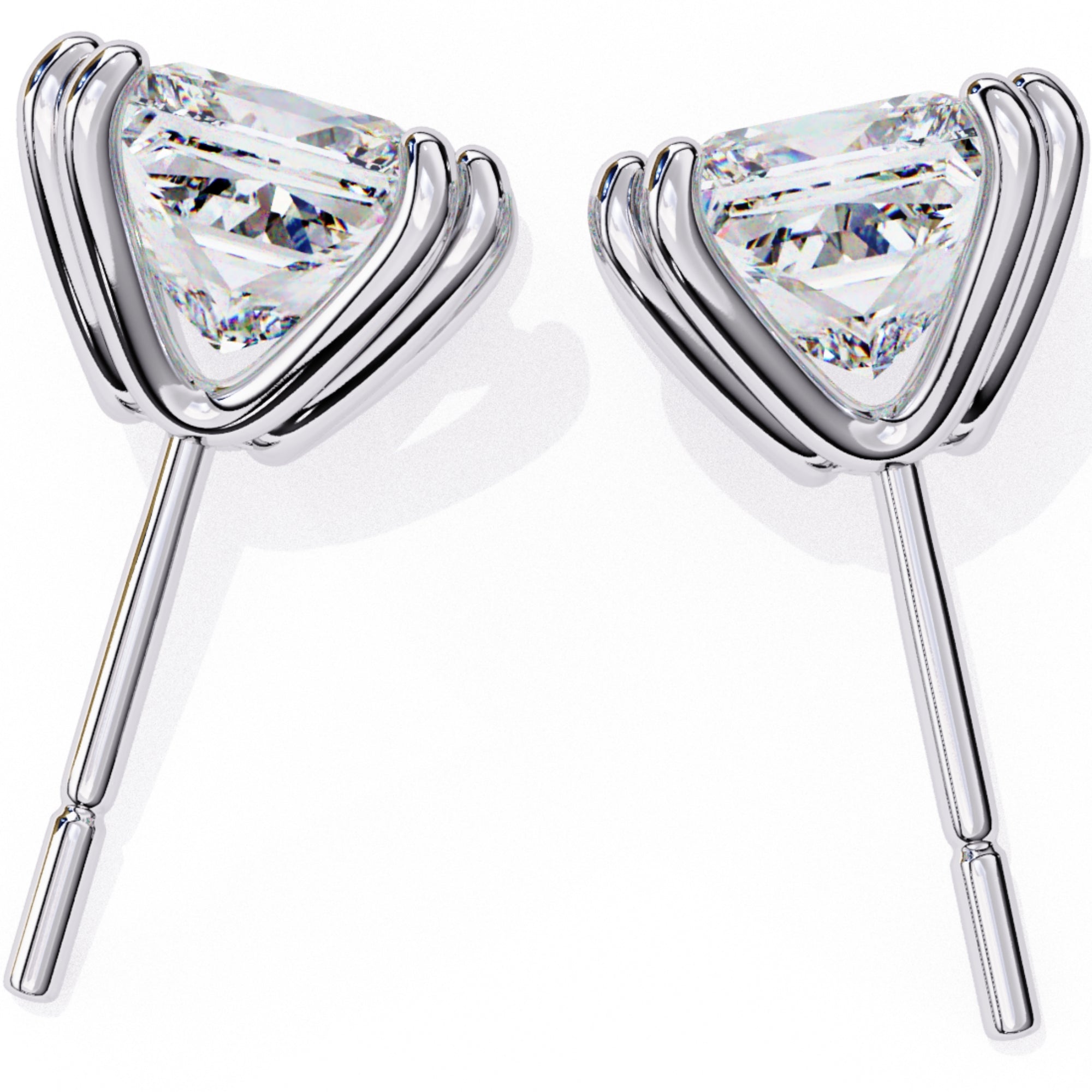 Cercei Stud Lumiere din Aur 14k cu Moissanite Tăietură Princess de 3 ct din 14K Aur Alb - Castelo.ro