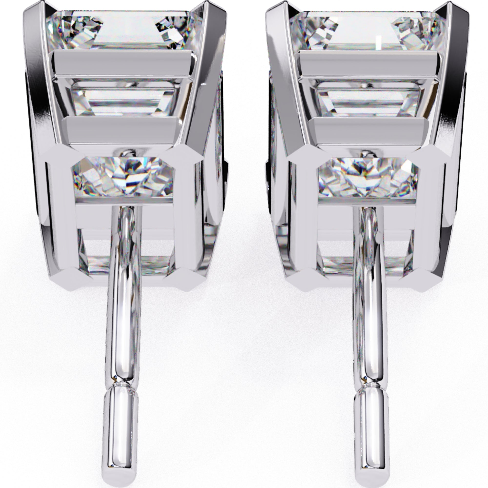 Cercei Stud Noble din Aur 14k cu Moissanite Tăietură Emerald de 2.4 ct