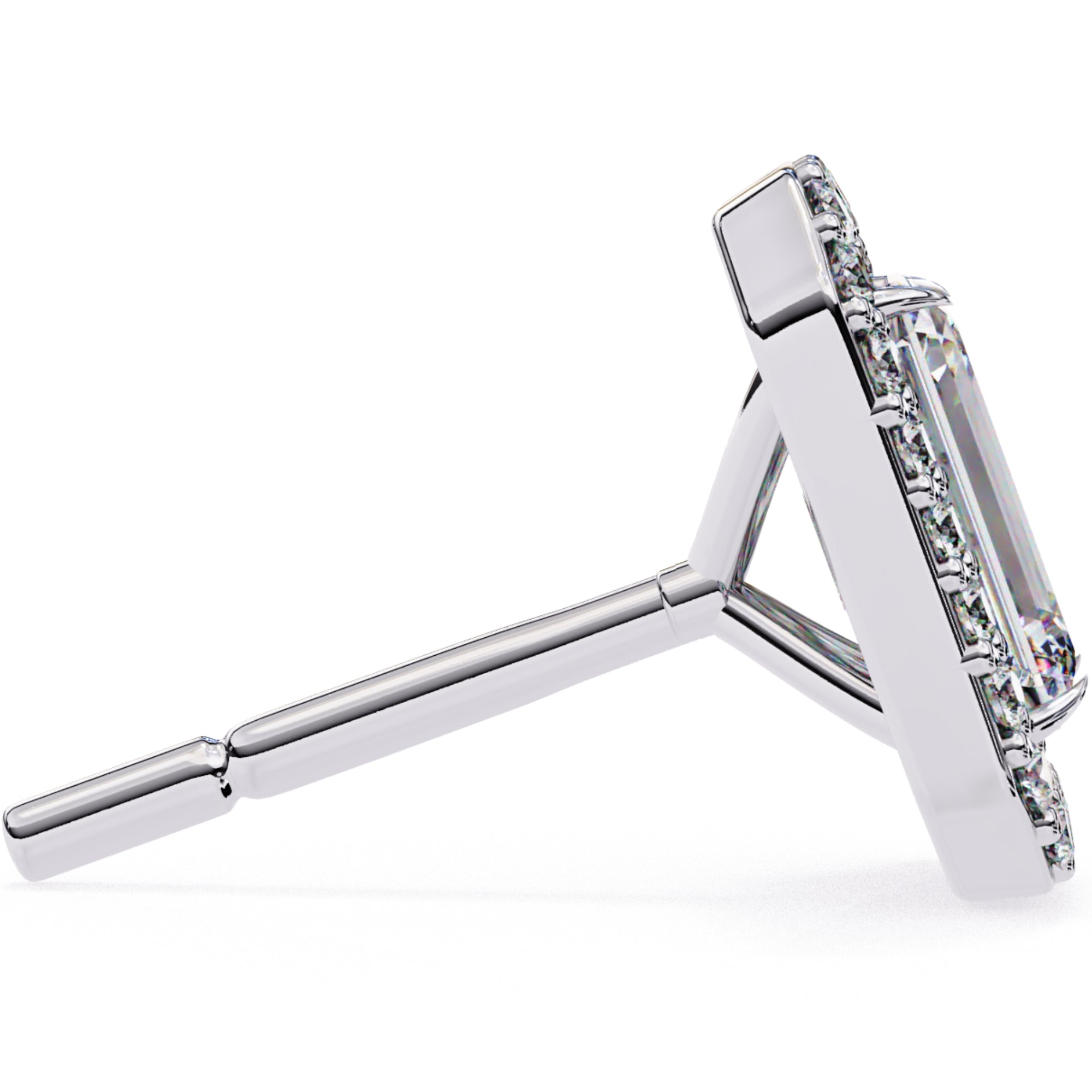 Cercei Stud Louvre Radiant din Aur 14k cu Moissanite de 0.86 ct din 14K Aur Alb - Castelo.ro