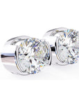 Cercei Stud Bezel Rio din Aur 14k cu Moissanite Tăietură Briliant de 2.5 ct din 14K Aur Alb - Castelo.ro