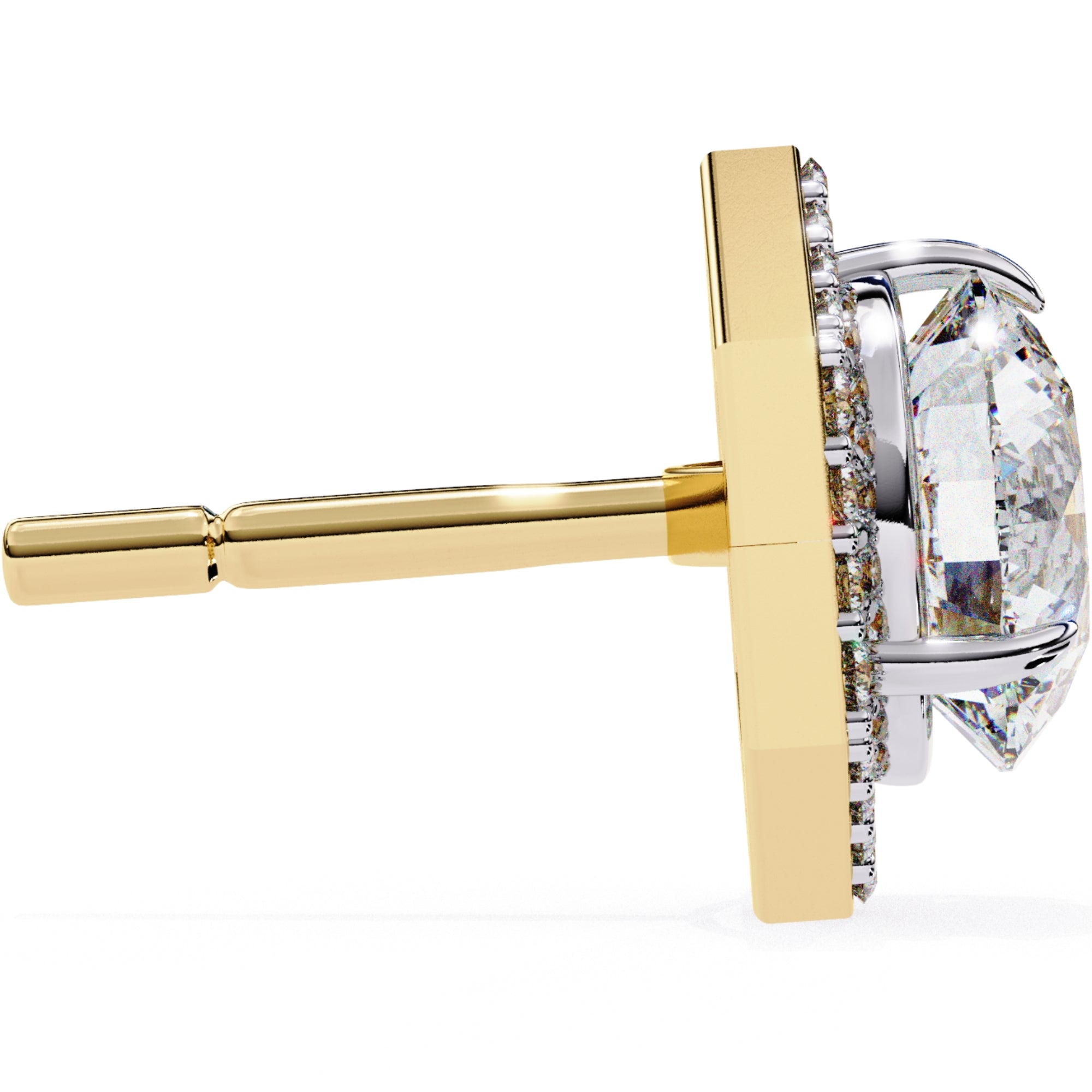 Cercei Hexa Stud Halo cu Diamante Create în Laborator de 2.1 ct din 18K Aur Galben - Castelo.ro