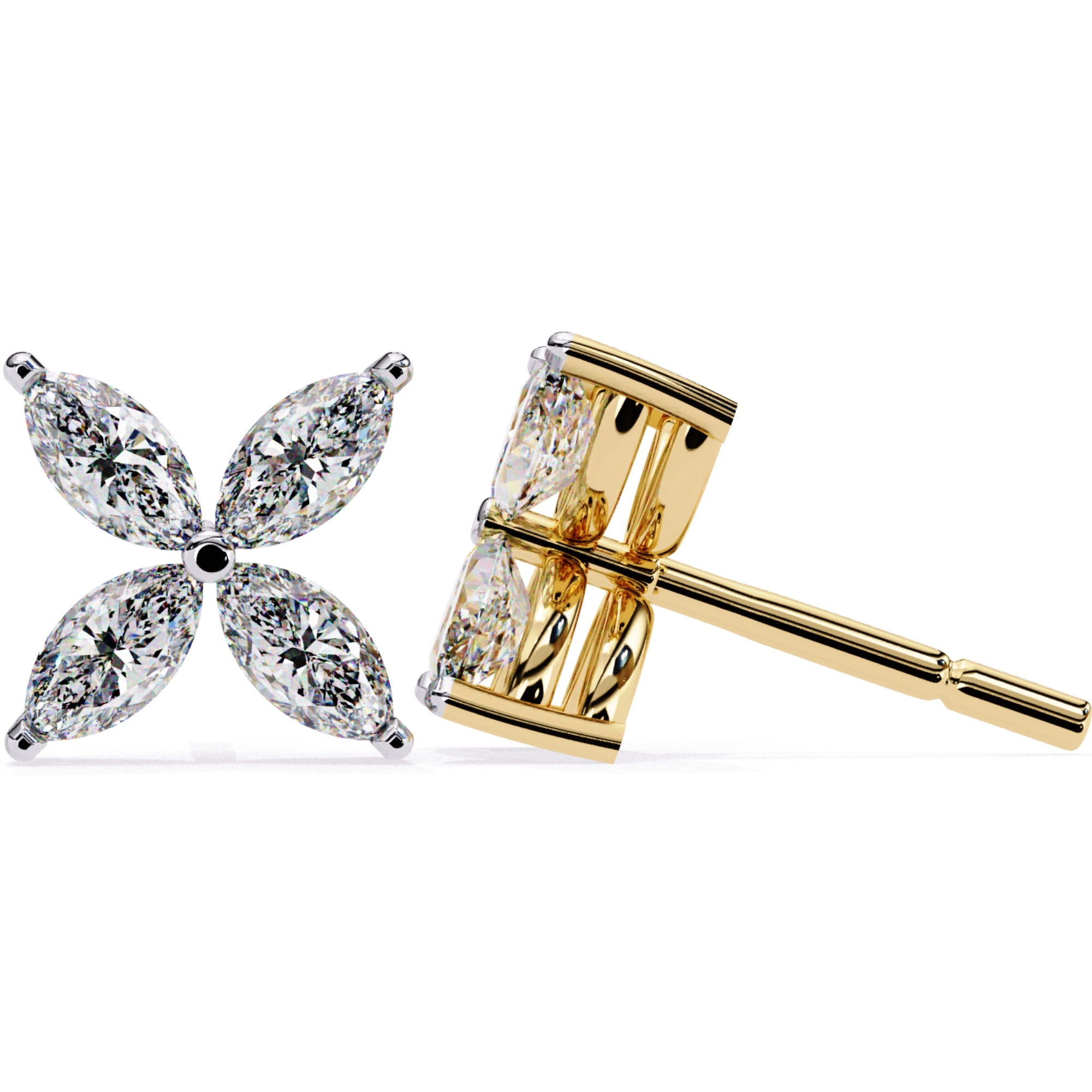 Cercei Stud Butterfly din Aur 14k cu Moissanite de 0.88 ct
