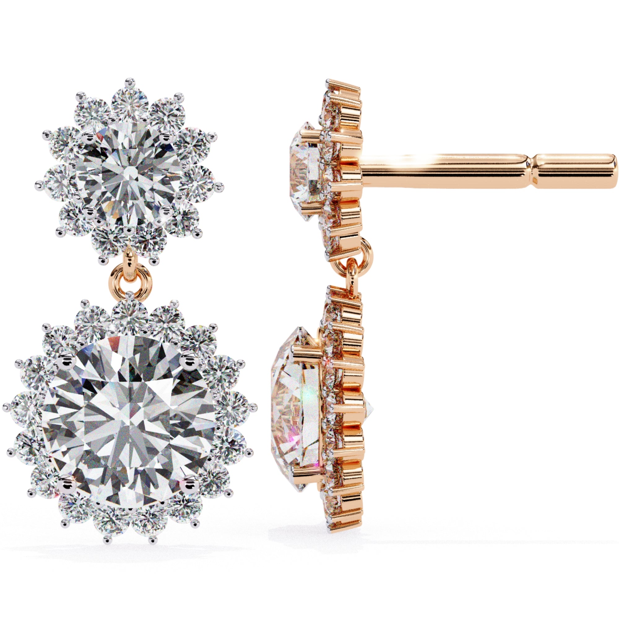 Cercei Sola Reina cu Diamante Create în Laborator de 1.37 ct din 18K Aur Roz - Castelo.ro