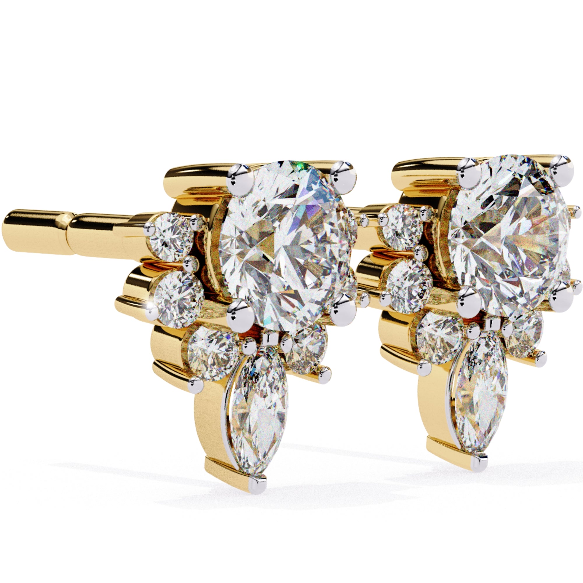 Cercei Stud La Reina din Aur 14k cu Moissanite de 0.68 ct