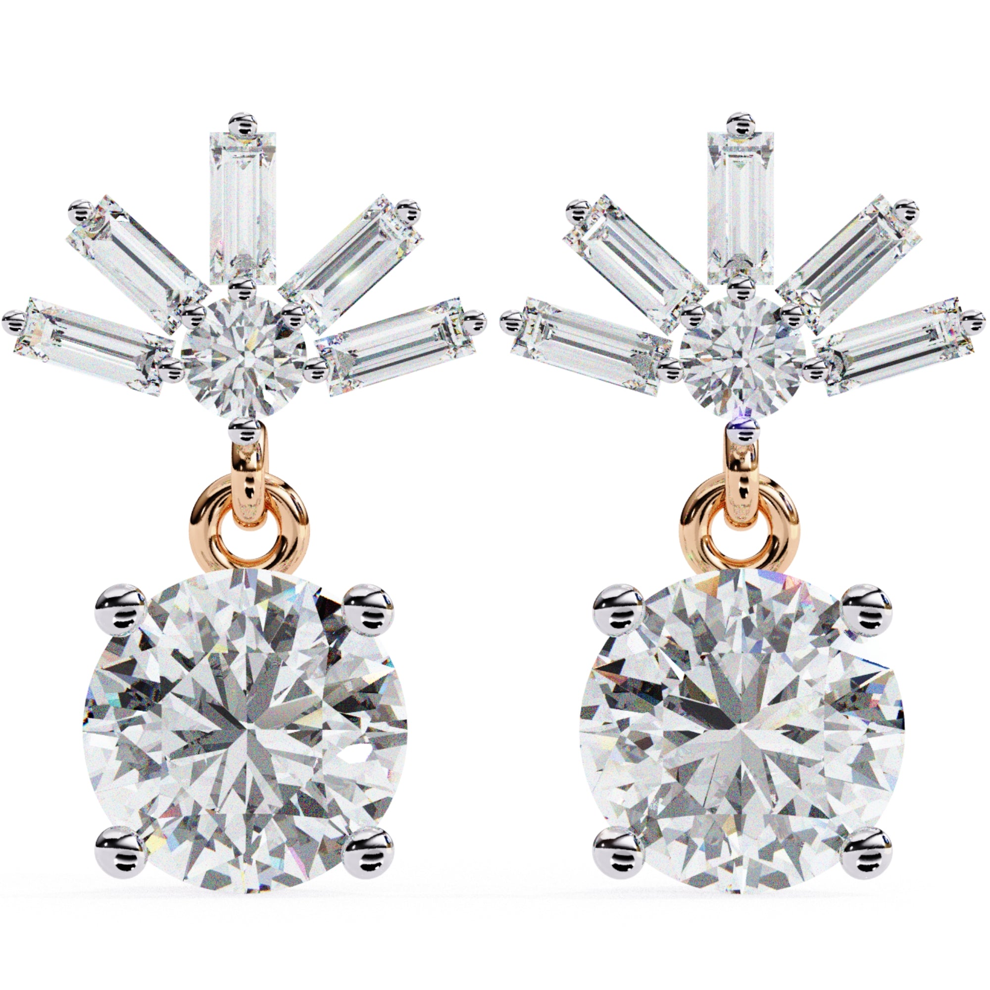 Cercei Aqua D&#39;Azure cu Diamante Create în Laborator de 0.86 ct din 18K Aur Roz - Castelo.ro