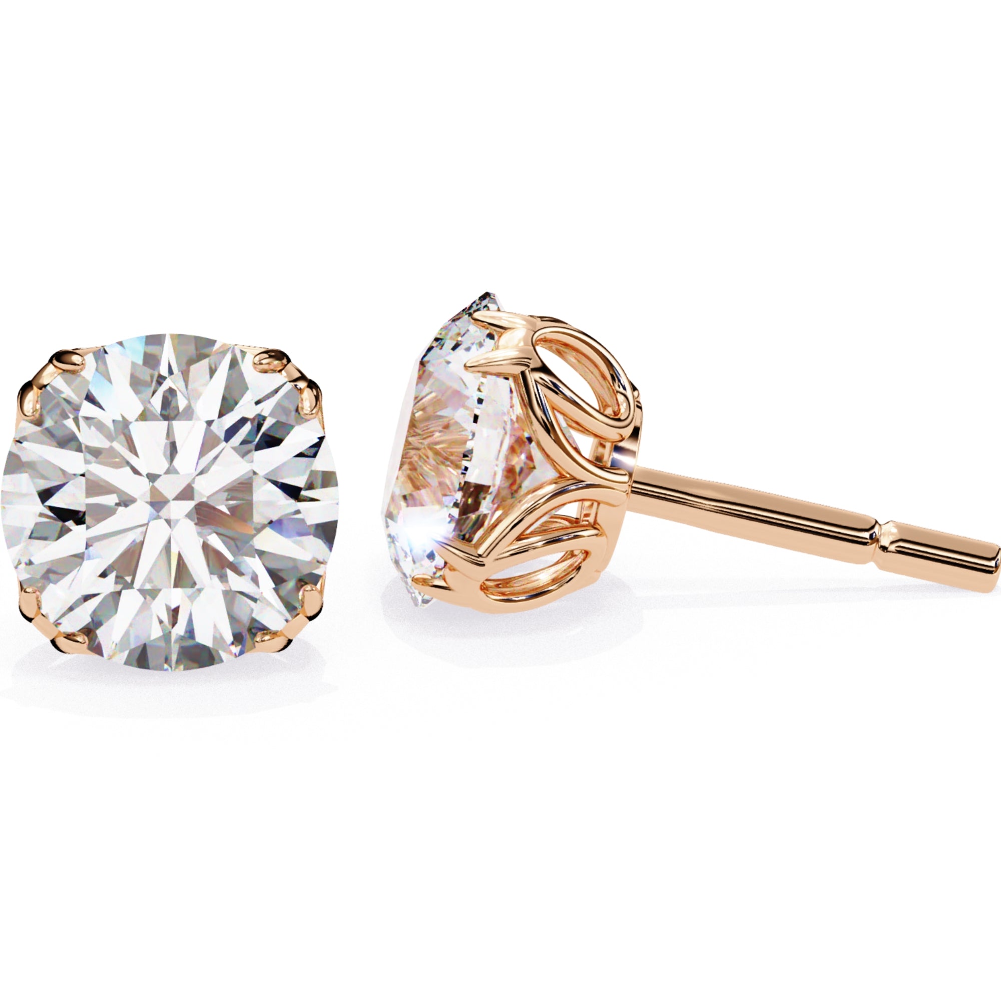 Cercei Stud Excalibur cu Moissanite Tăietură Briliant de 2.5 ct din 18K Aur Roz - Castelo.ro