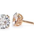 Cercei Stud Excalibur cu Moissanite Tăietură Briliant de 2.5 ct din 18K Aur Roz - Castelo.ro