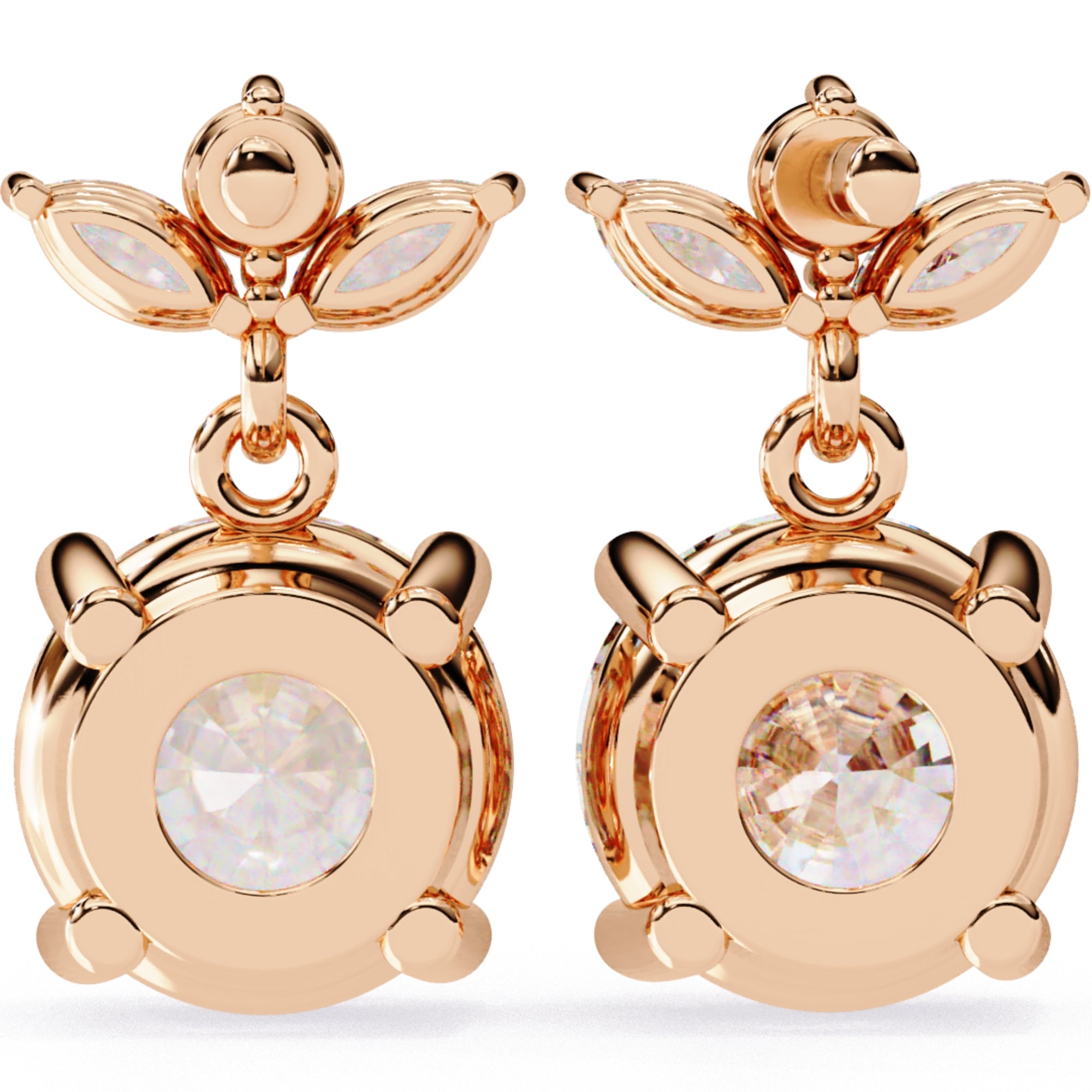 Cercei Stud Royal Solitaire Drop din Aur 14k cu Moissanite de 2.02 ct