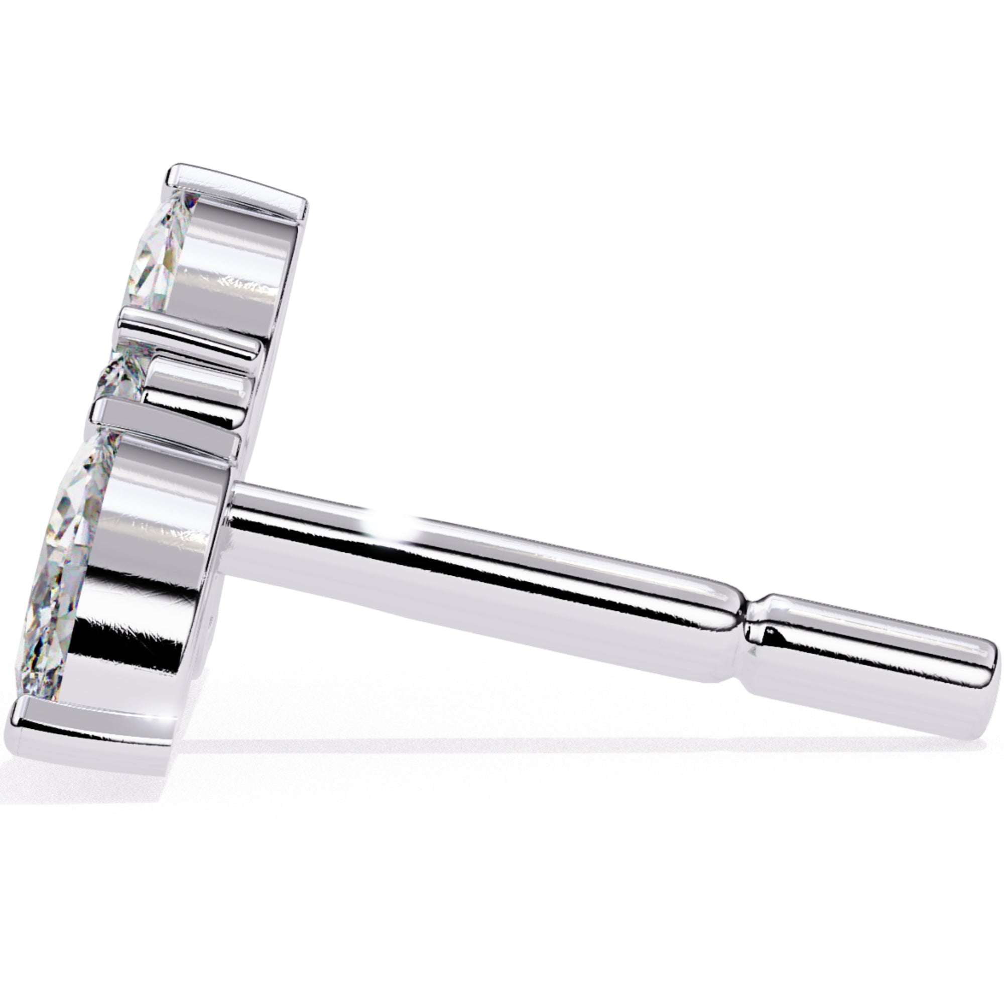 Cercei Stud Floral Branch din Aur 14k cu Diamante Create în Laborator de 0.35 ct din 14K Aur Alb - Castelo.ro