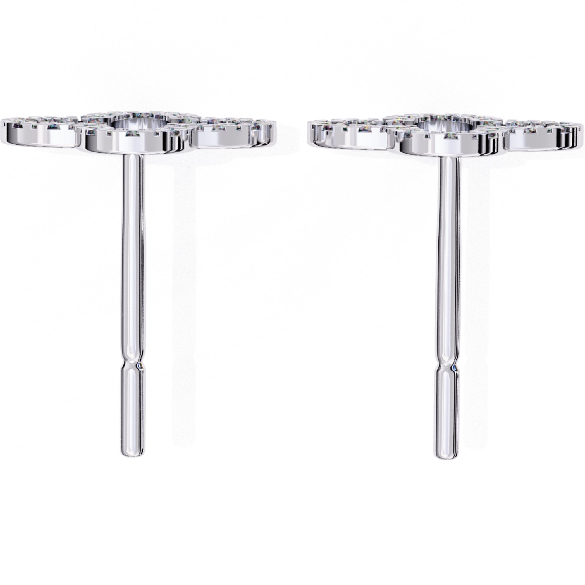Cercei Star Stud cu Diamante Naturale Tăietură Briliant de 0.24 ct din 18K Aur Alb - Castelo.ro