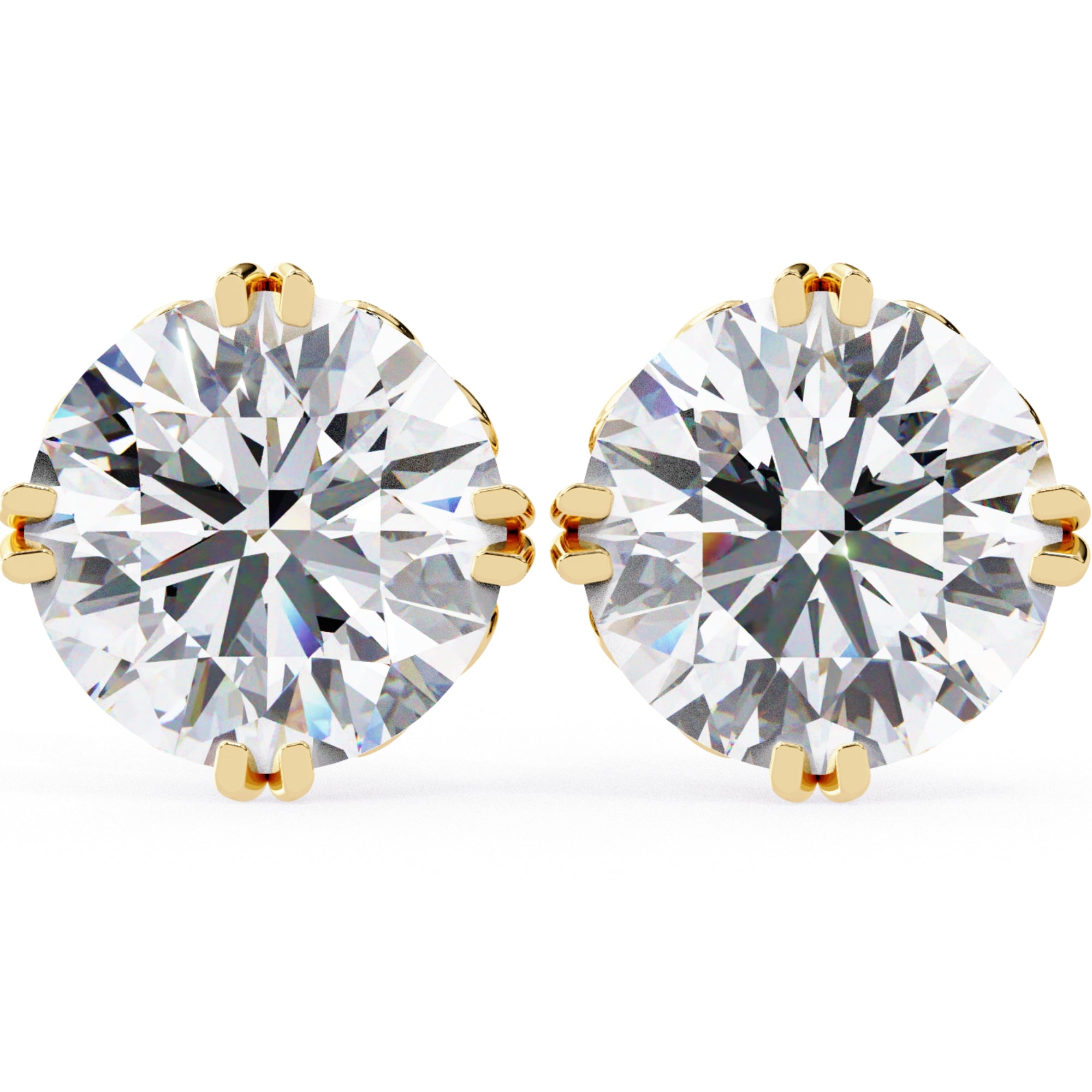 Cercei Stud La Reina cu Moissanite Tăietură Briliant de 2.5 ct din 18K Aur Galben - Castelo.ro