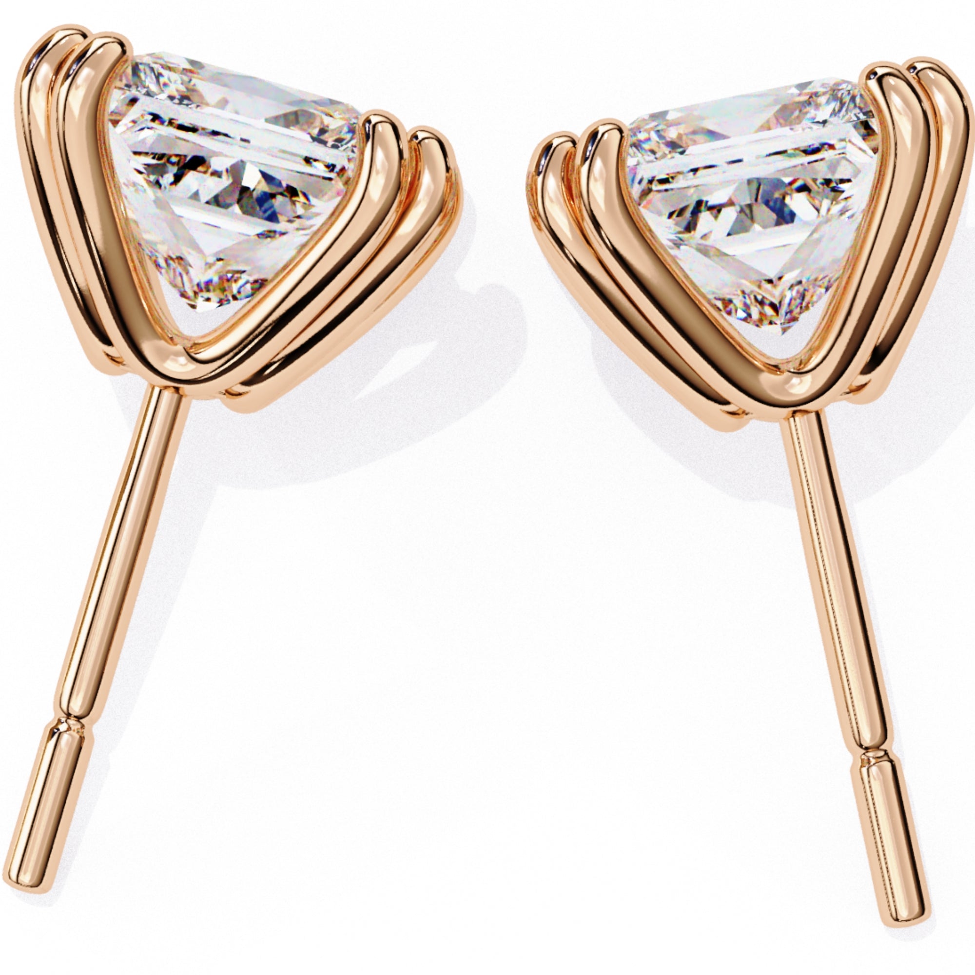 Cercei Stud Lumiere din Aur 14k cu Diamante Create în Laborator Tăietură Princess de 3 ct din 14K Aur Roz - Castelo.ro