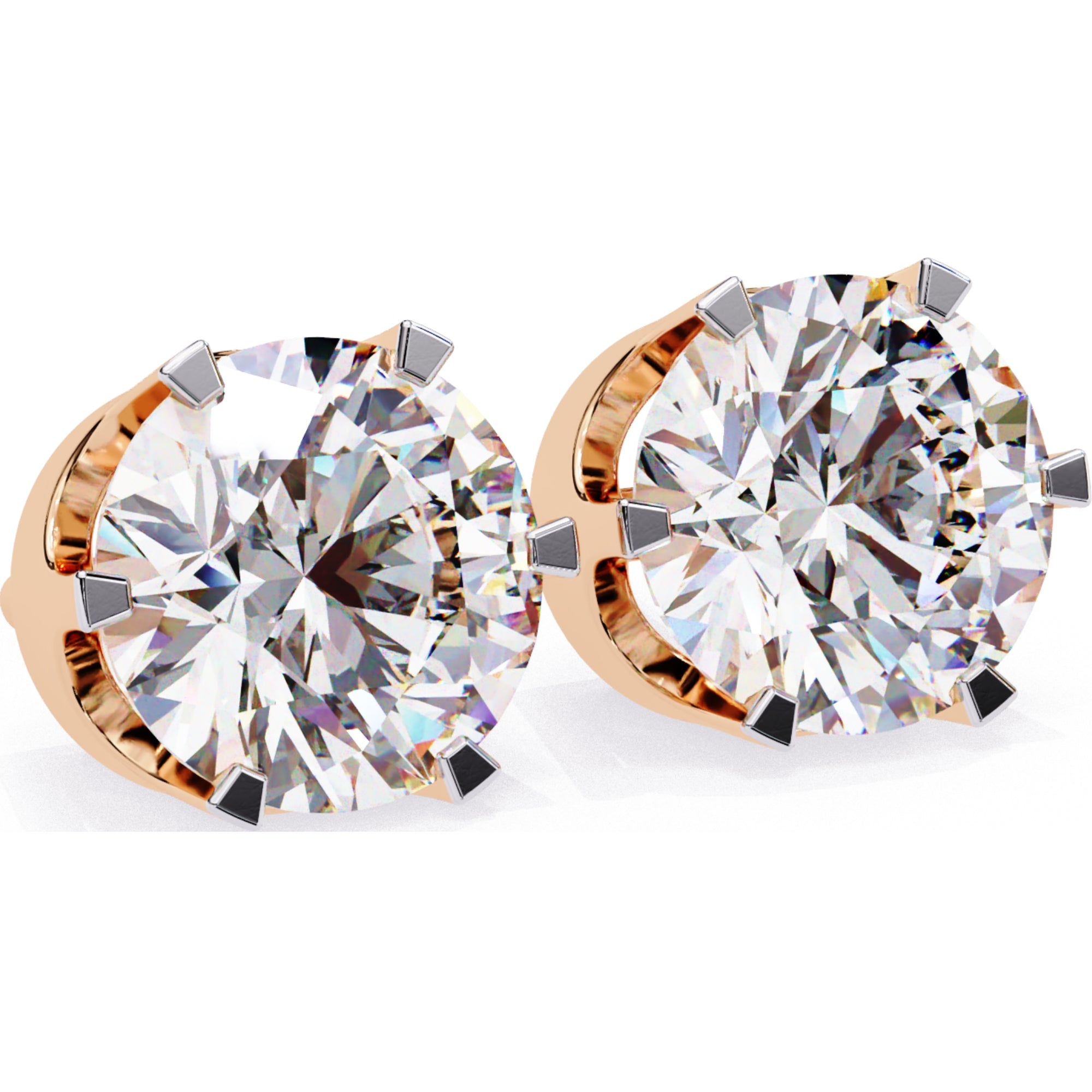 Cercei Solitaire Stud Luxury din Aur 14k cu Moissanite de 2.57 ct