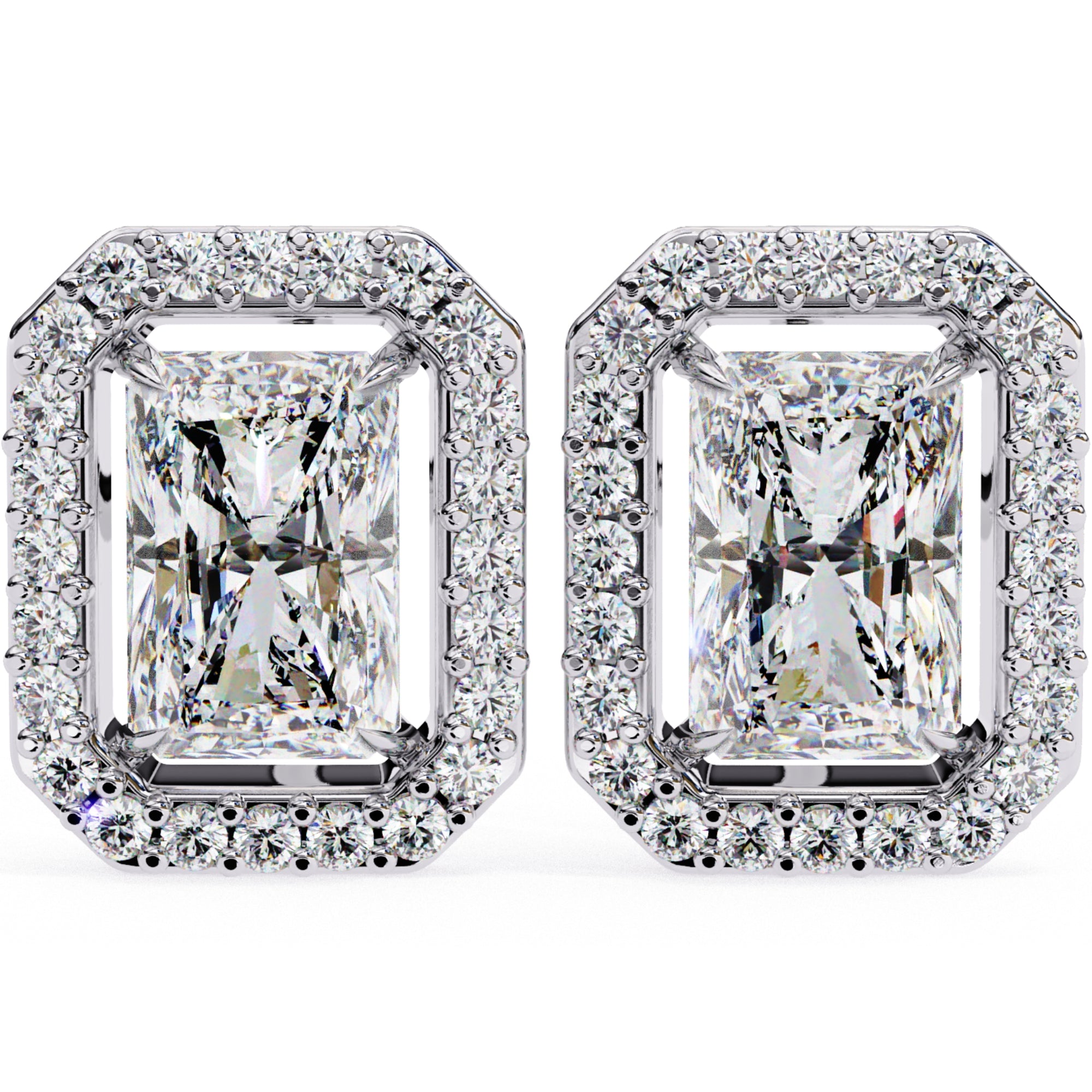 Cercei Stud Radiant Eiffel din Aur 14k cu Moissanite de 0.95 ct din 14K Aur Alb - Castelo.ro