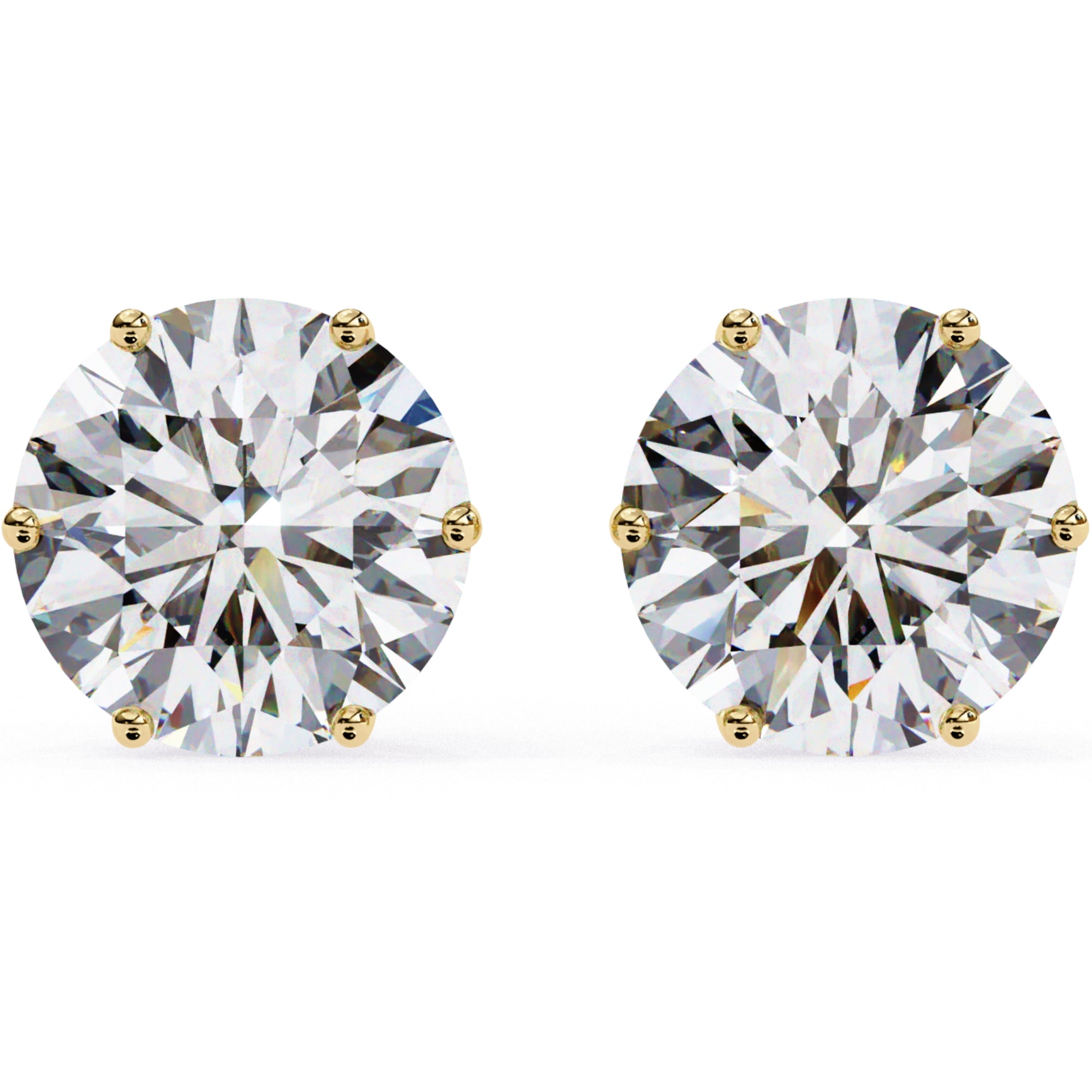 Cercei Stud Majestic din Aur 14k cu Moissanite Tăietură Briliant de 2.5 ct