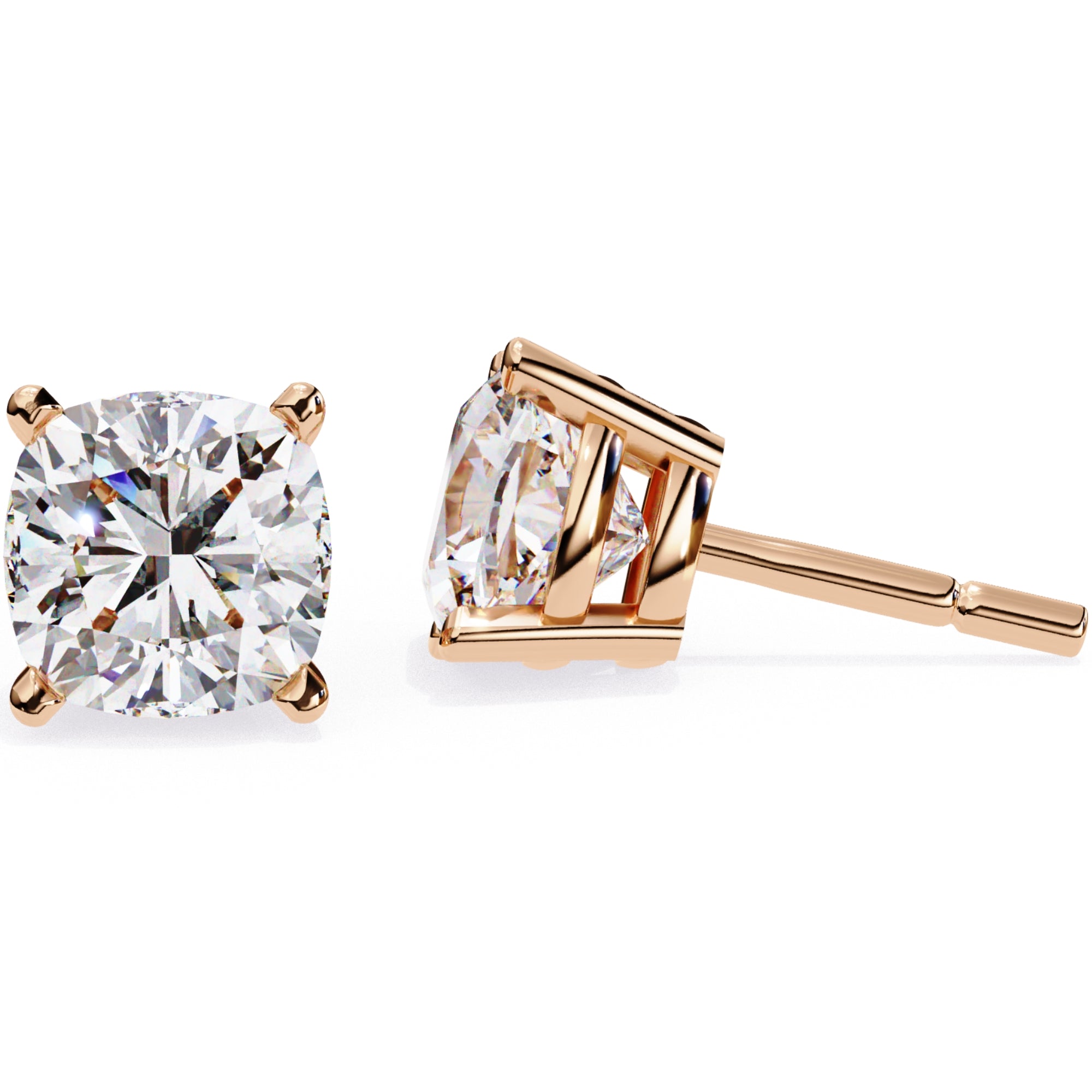 Cercei Stud Majestic cu Moissanite Tăietură Briliant de 2.5 ct din 18K Aur Roz - Castelo.ro