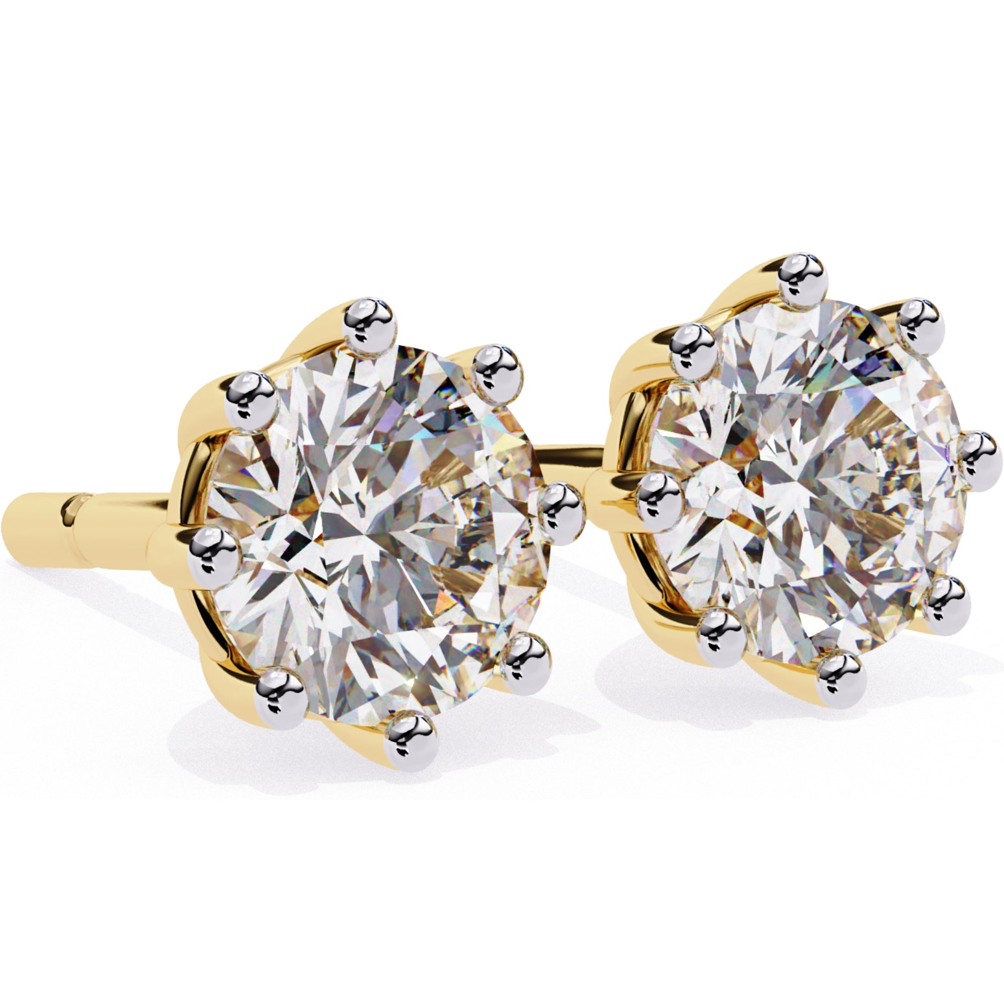 Cercei Solitaire Stud cu Diamante Create în Laborator de 2.57 ct din 18K Aur Galben - Castelo.ro