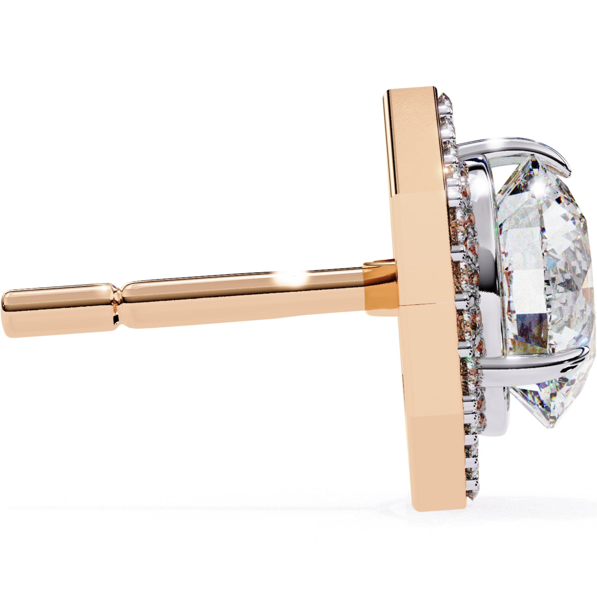 Cercei Hexa Stud Halo cu Diamante Create în Laborator de 2.1 ct din 18K Aur Roz - Castelo.ro