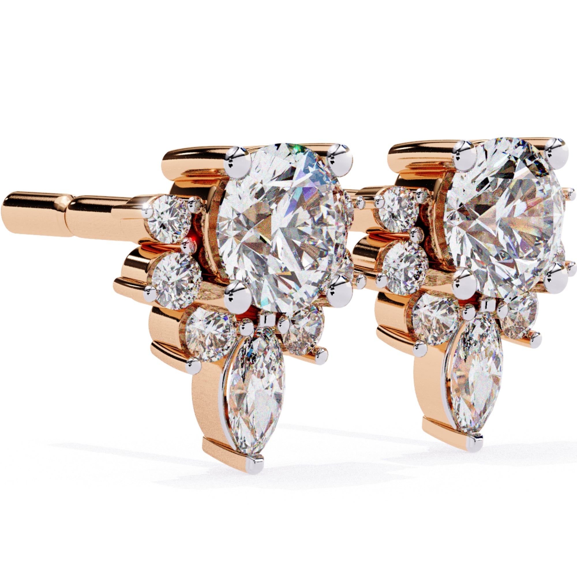 Cercei Stud La Reina din Aur 14k cu Moissanite de 0.68 ct