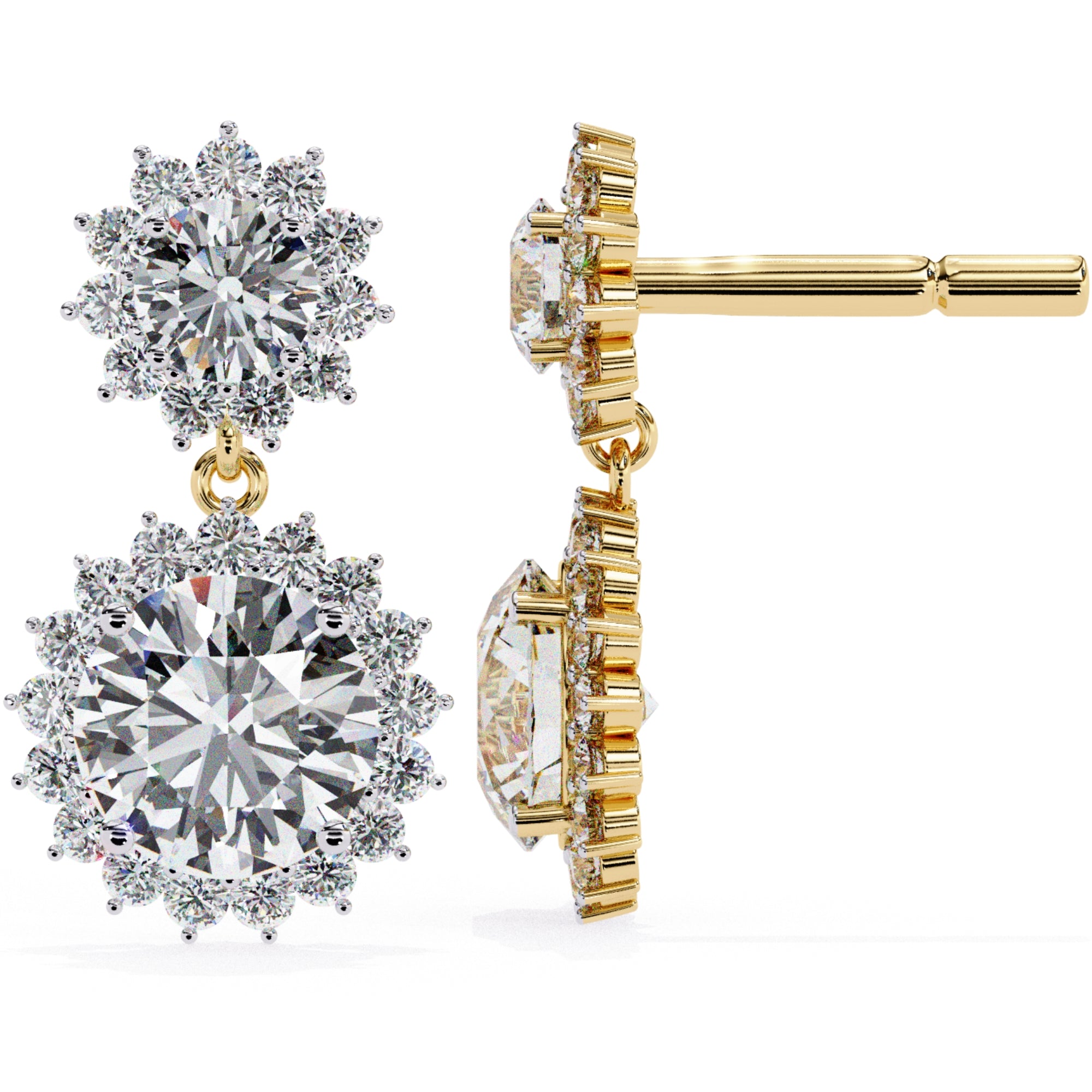 Cercei Sola Reina cu Diamante Create în Laborator de 1.37 ct din 18K Aur Galben - Castelo.ro