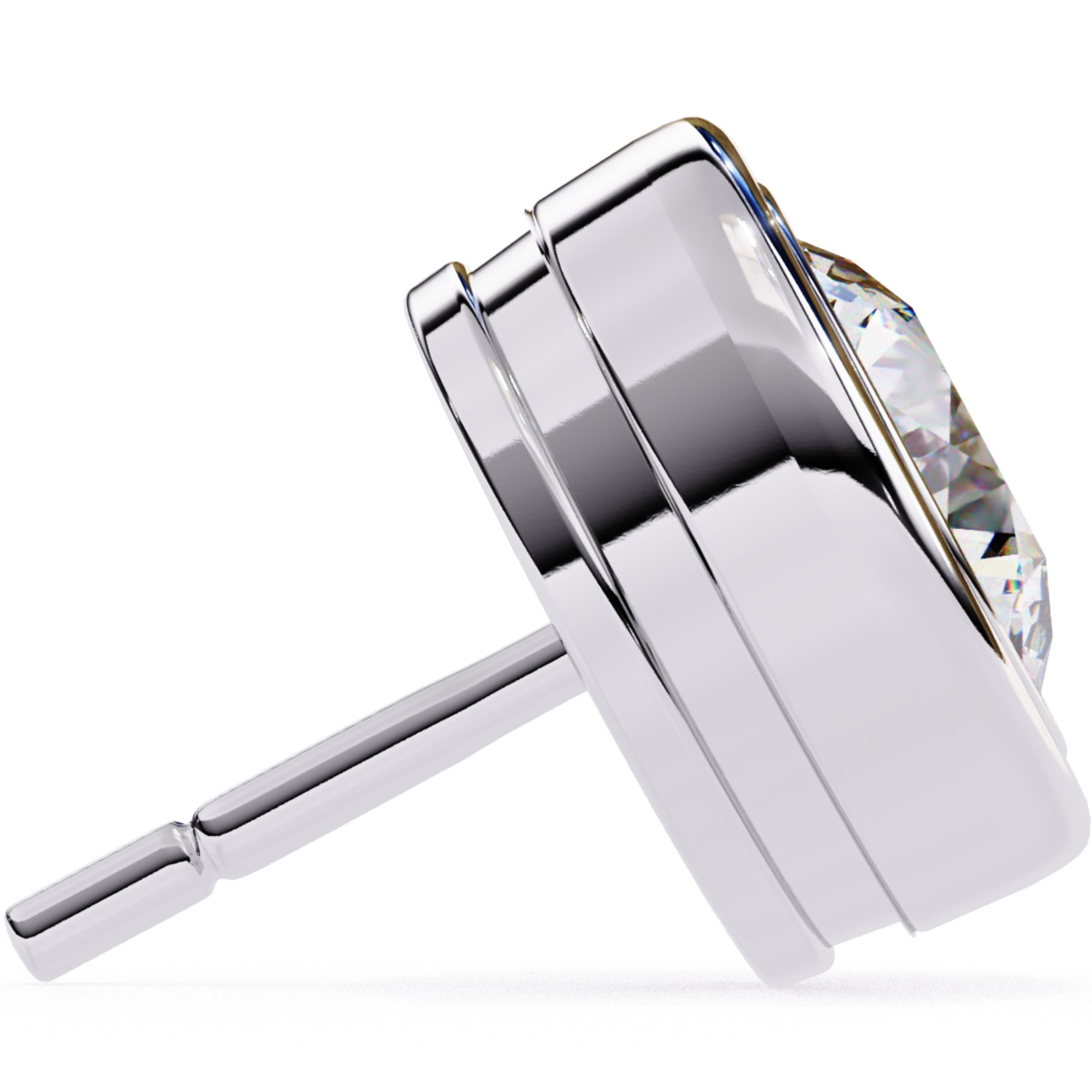 Cercei Stud Bezel din Aur 14k cu Moissanite Tăietură Briliant de 2.5 ct din 14K Aur Alb - Castelo.ro