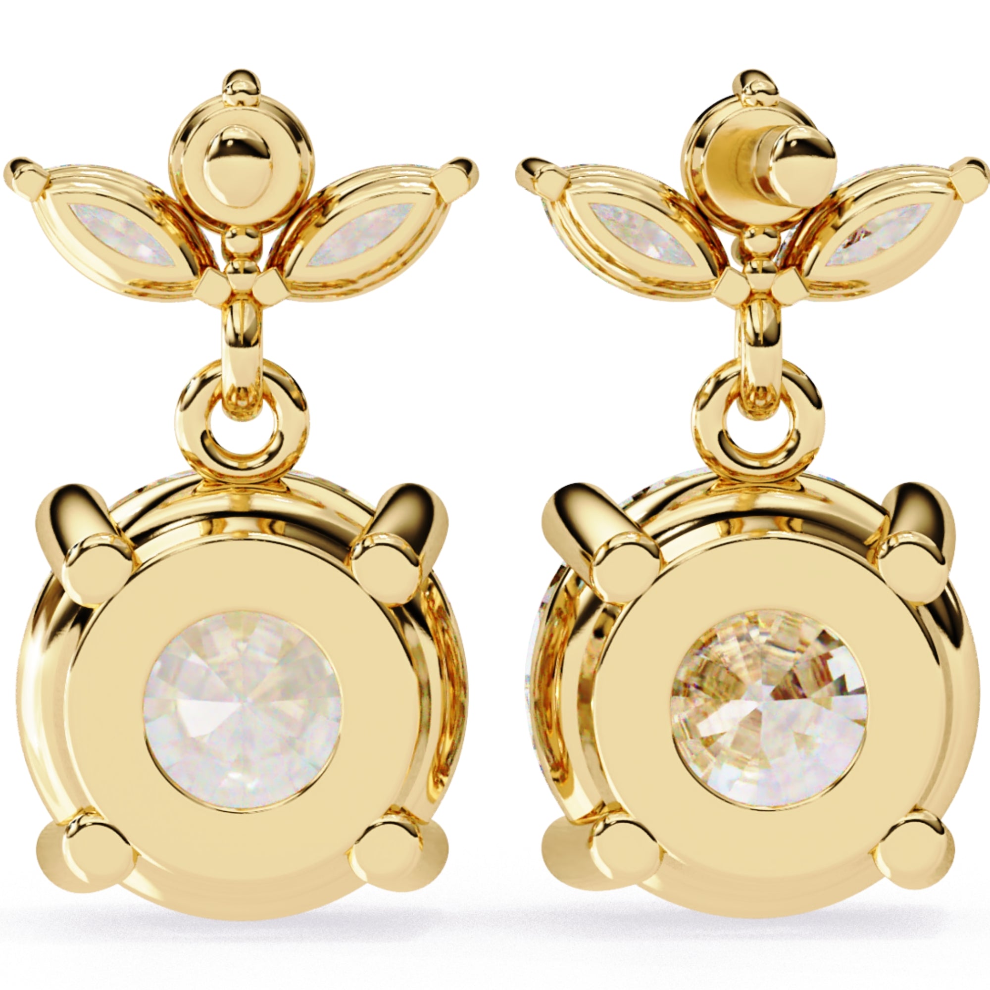 Cercei Stud Royal Solitaire Drop din Aur 14k cu Moissanite de 2.02 ct