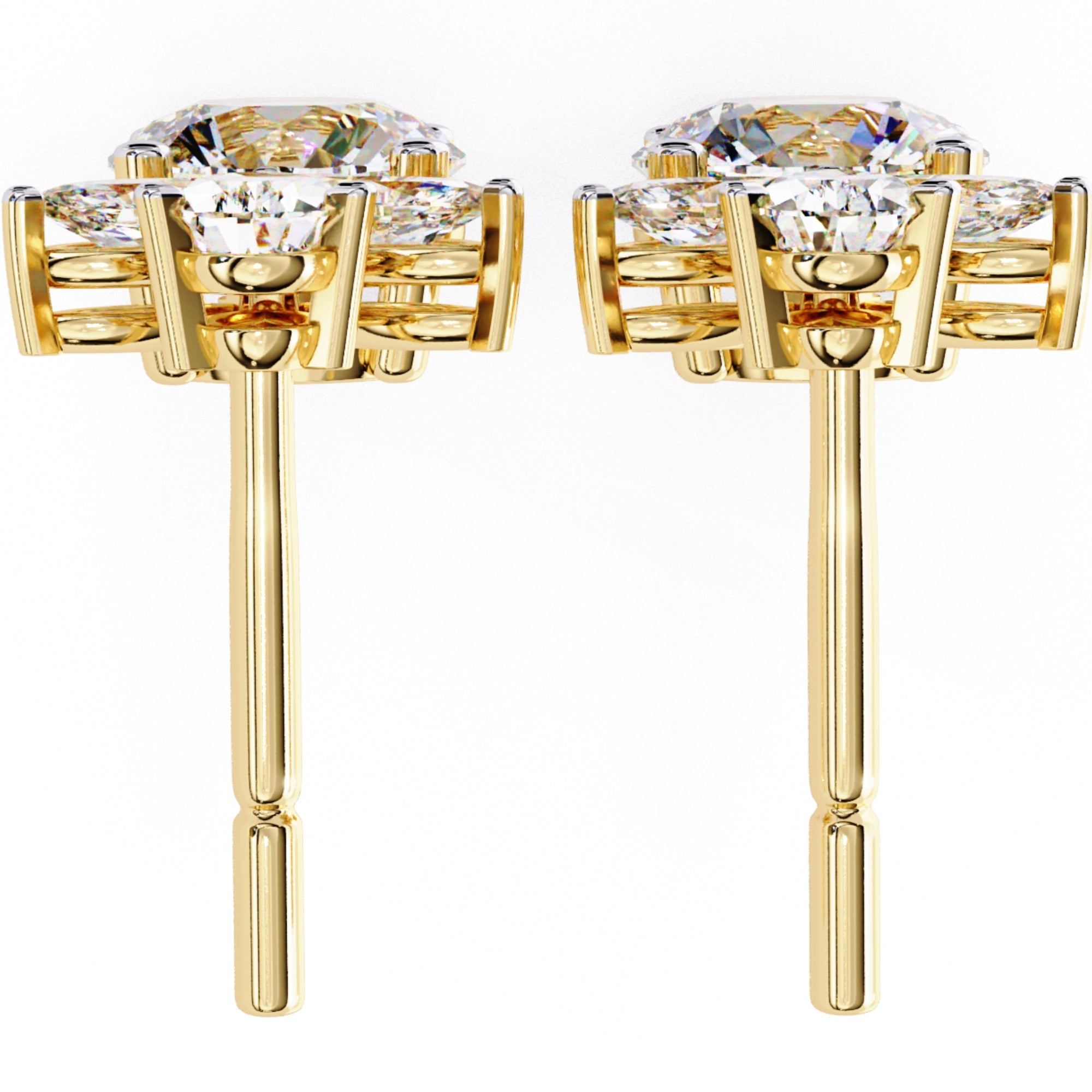 Cercei Stud Solitaire Drop cu Diamante Naturale de 1.16 ct din 18K Aur Galben - Castelo.ro