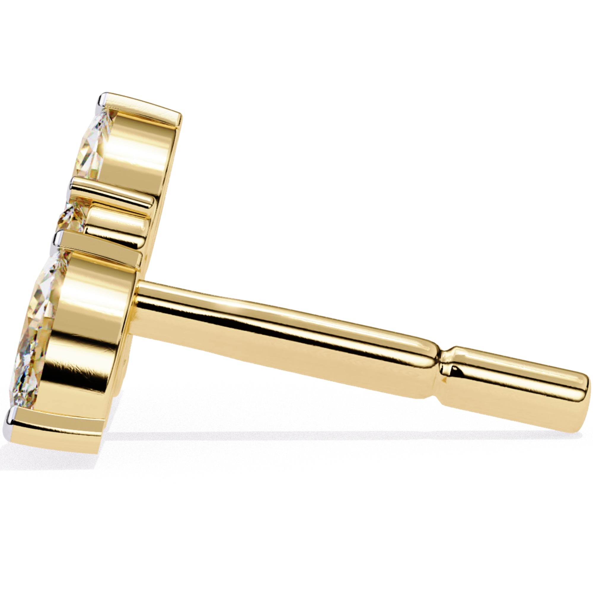 Cercei Stud Floral Branch din Aur 14k cu Diamante Create în Laborator de 0.35 ct din 14K Aur Galben - Castelo.ro