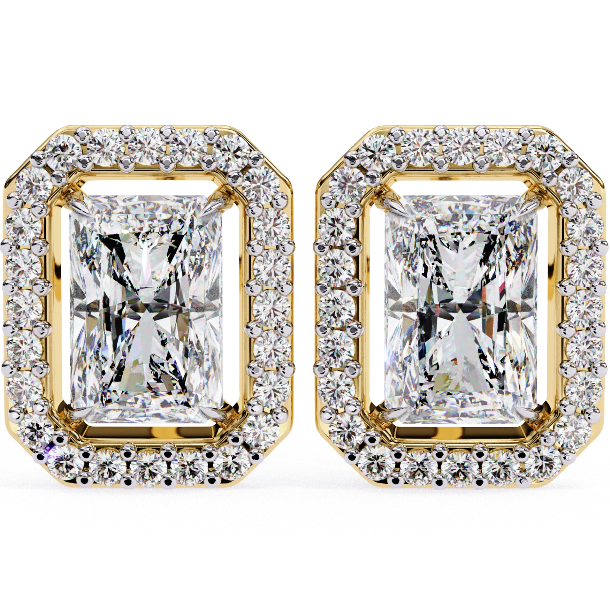 Cercei Stud Radiant Eiffel cu Moissanite de 0.95 ct din 18K Aur Galben - Castelo.ro